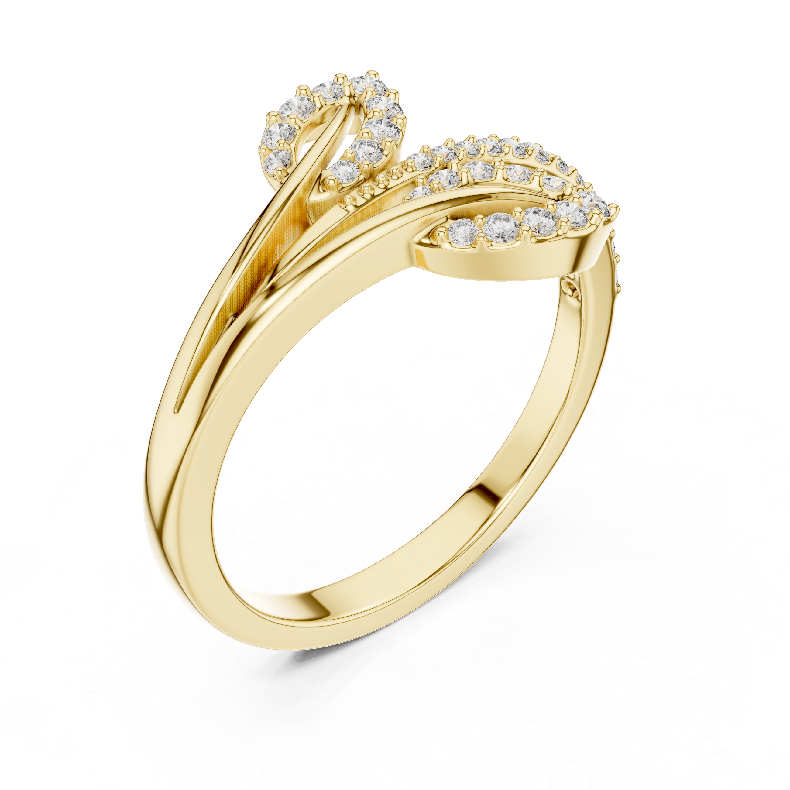 Glowing Horizon Leaf and Diamond Ring