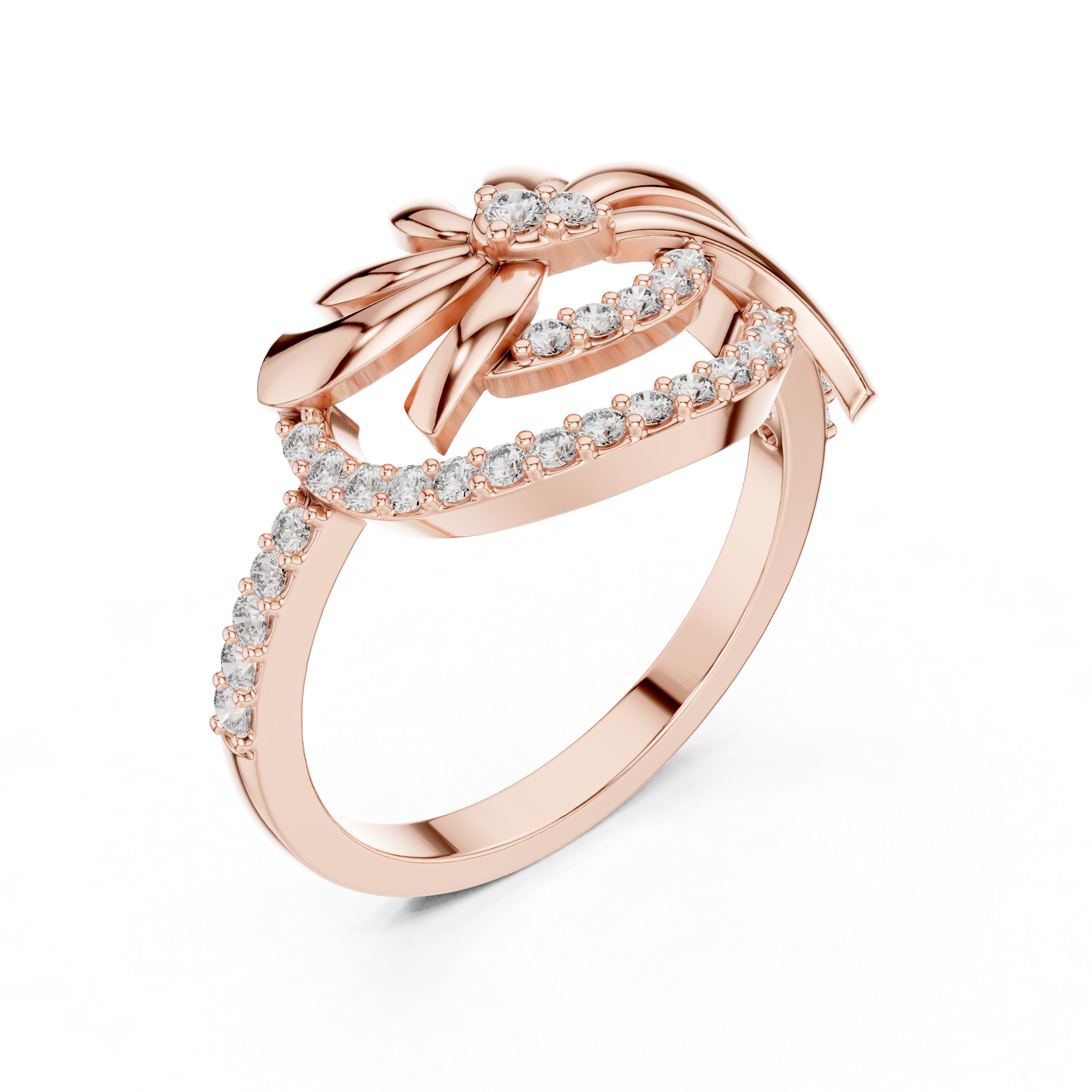 Sparkling Ribbon Loop Statement Ring