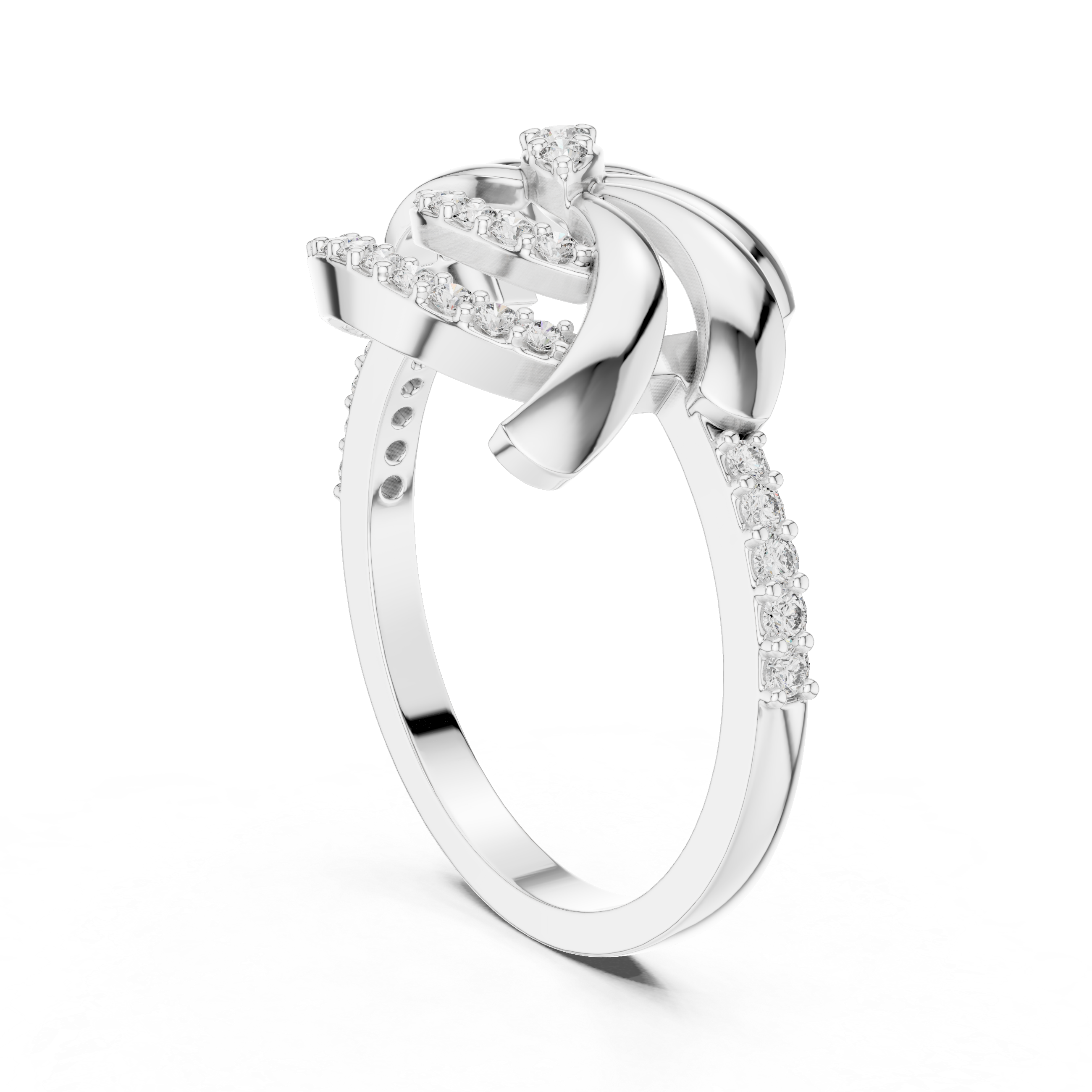Sparkling Ribbon Loop Statement Ring