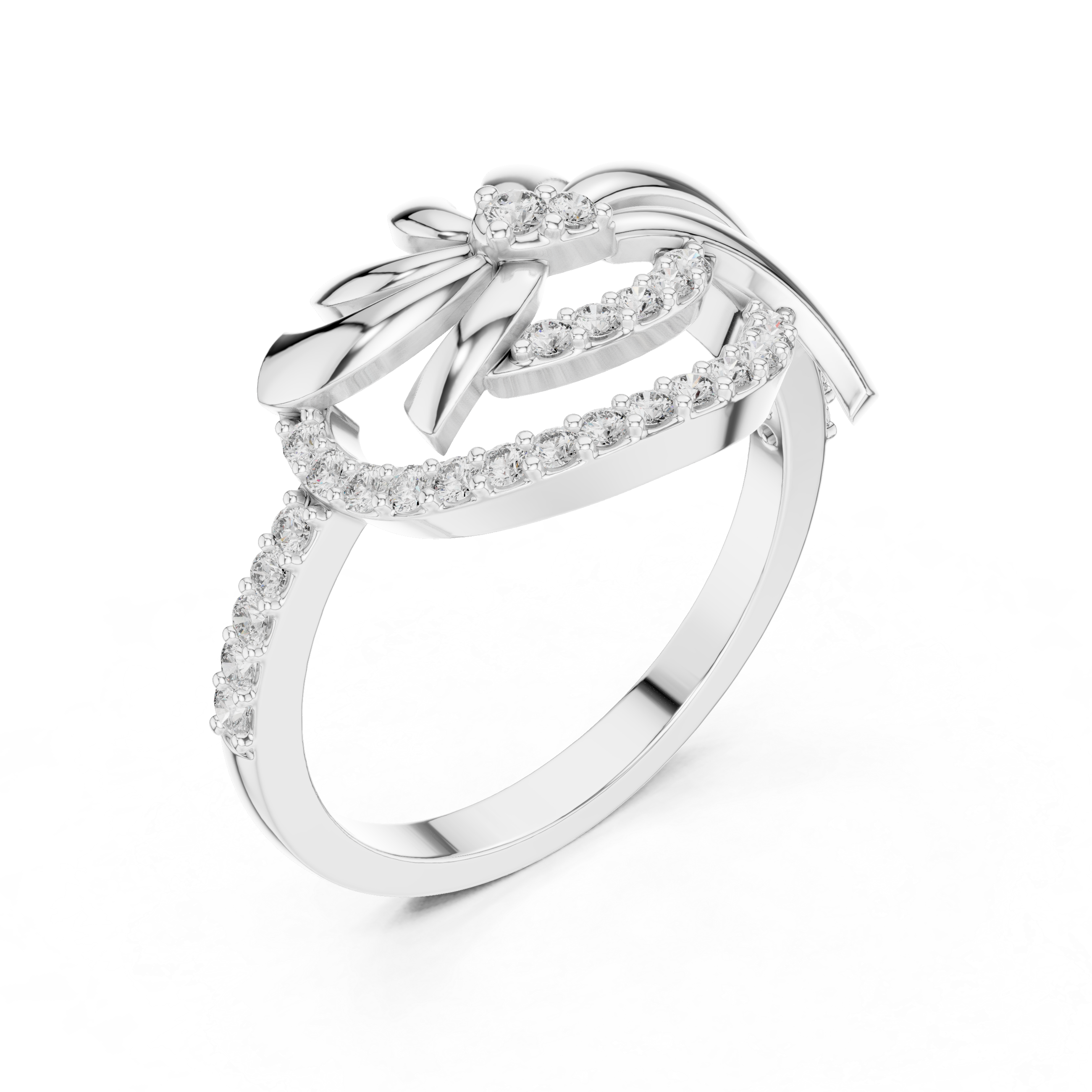 Sparkling Ribbon Loop Statement Ring