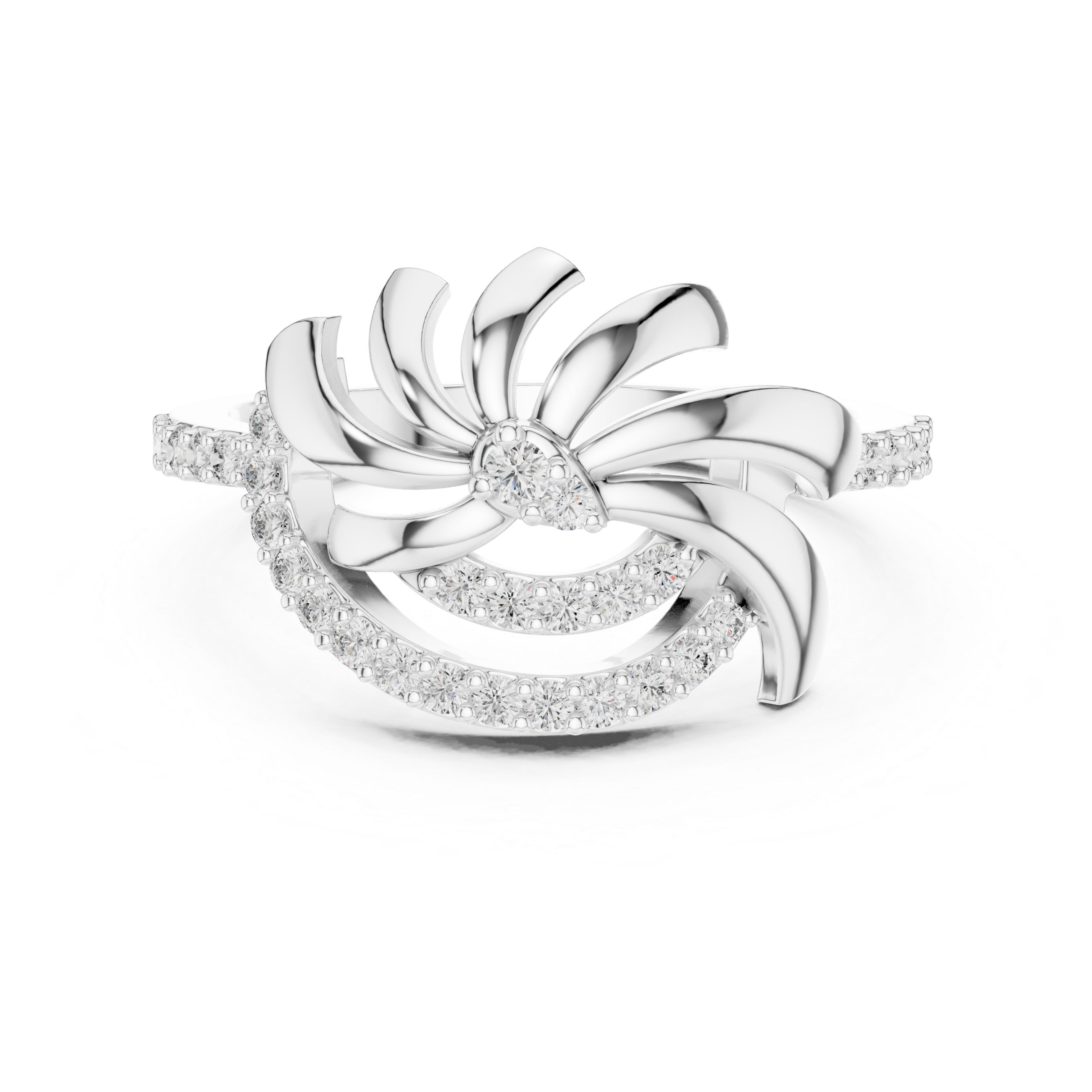 Sparkling Ribbon Loop Statement Ring