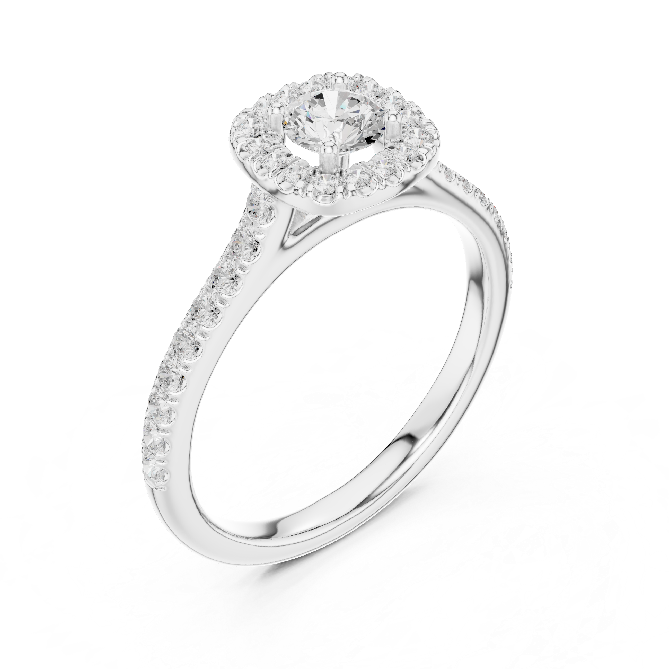 Shimmering Pave Halo Diamond Ring