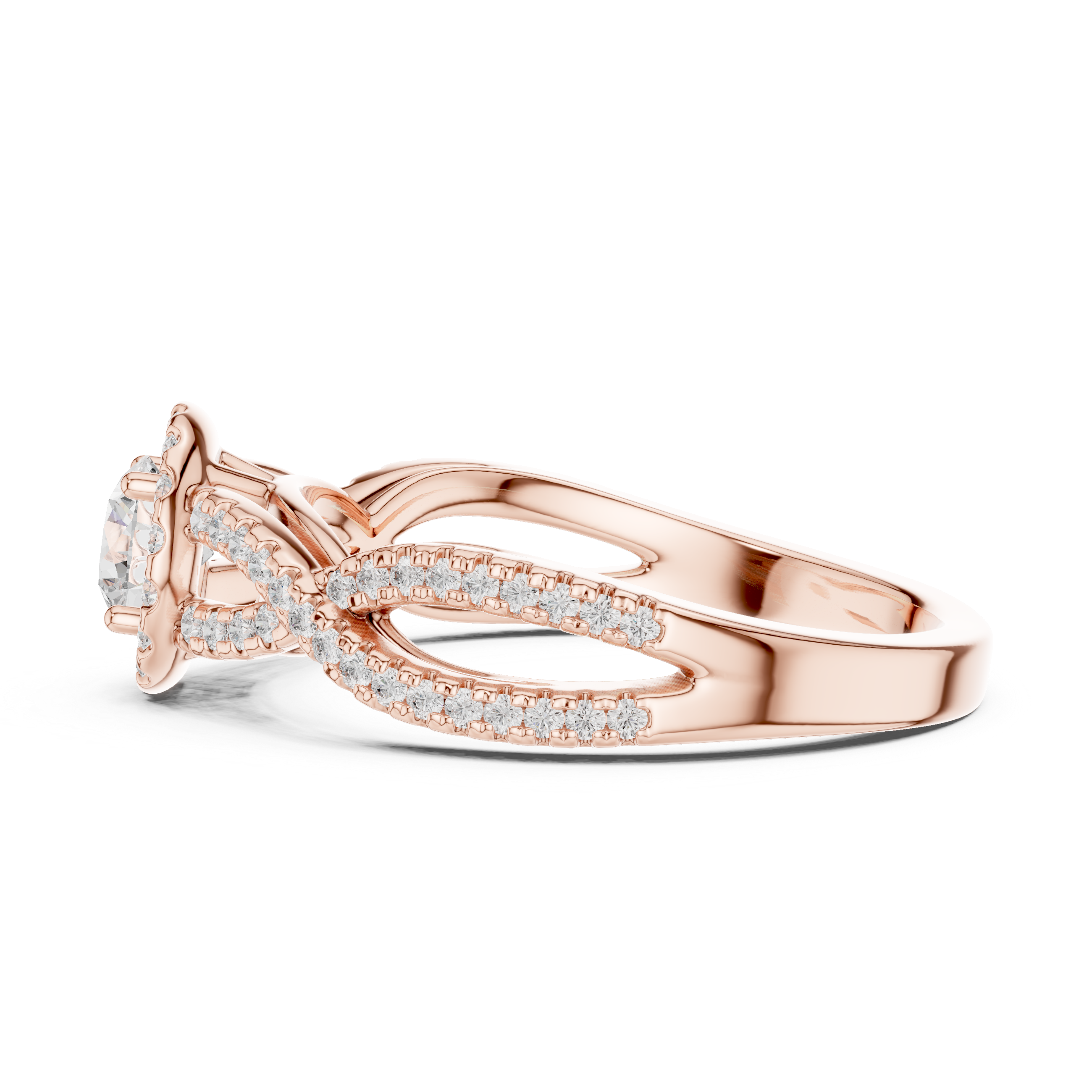 Forever Entwined Rose Gold Halo Ring