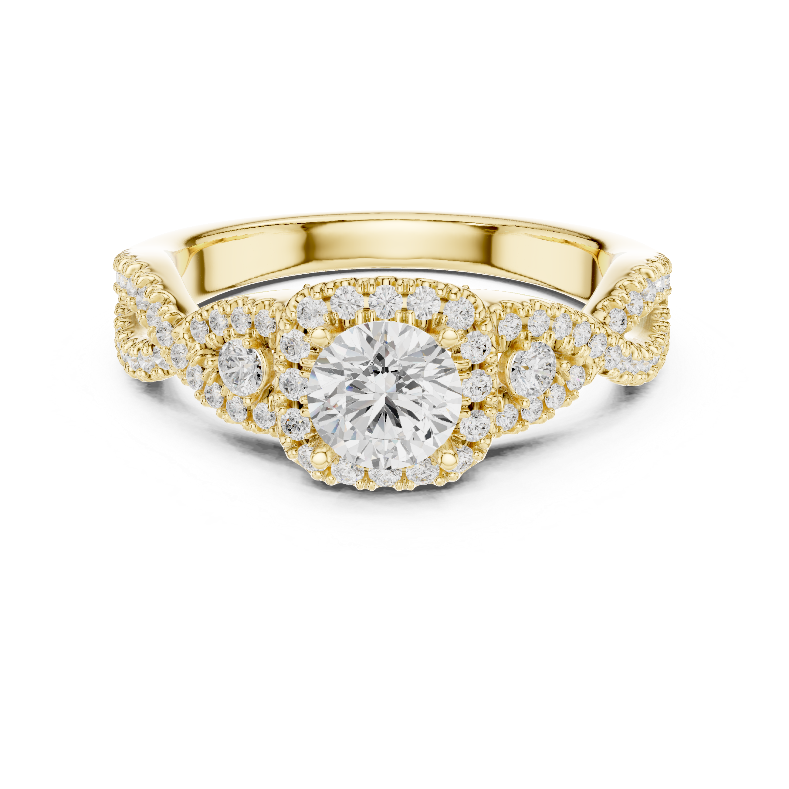 Twisted Halo Engagement Ring with Pav? Diamonds
