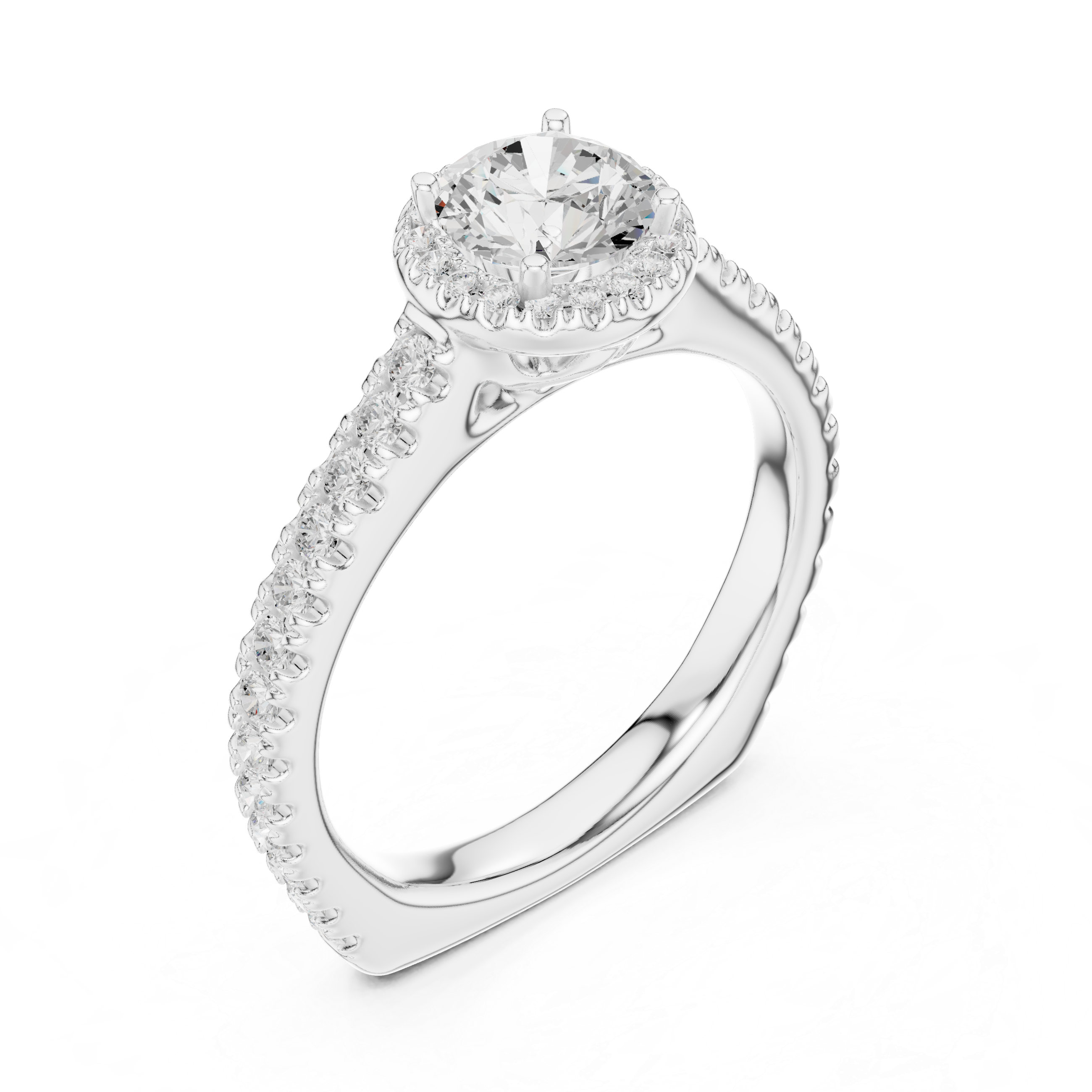 Tapered Rose Gold Engagement Ring with Pav? Diamond Band
