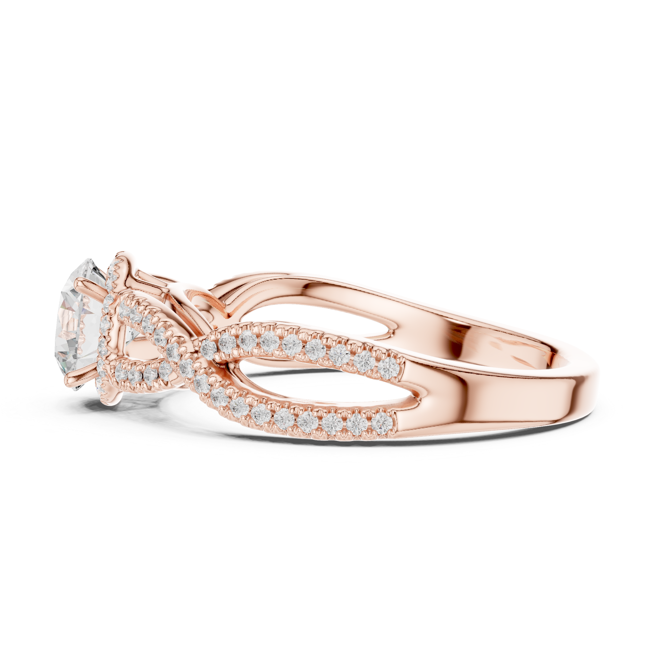 twisted band ring with a large central diamond