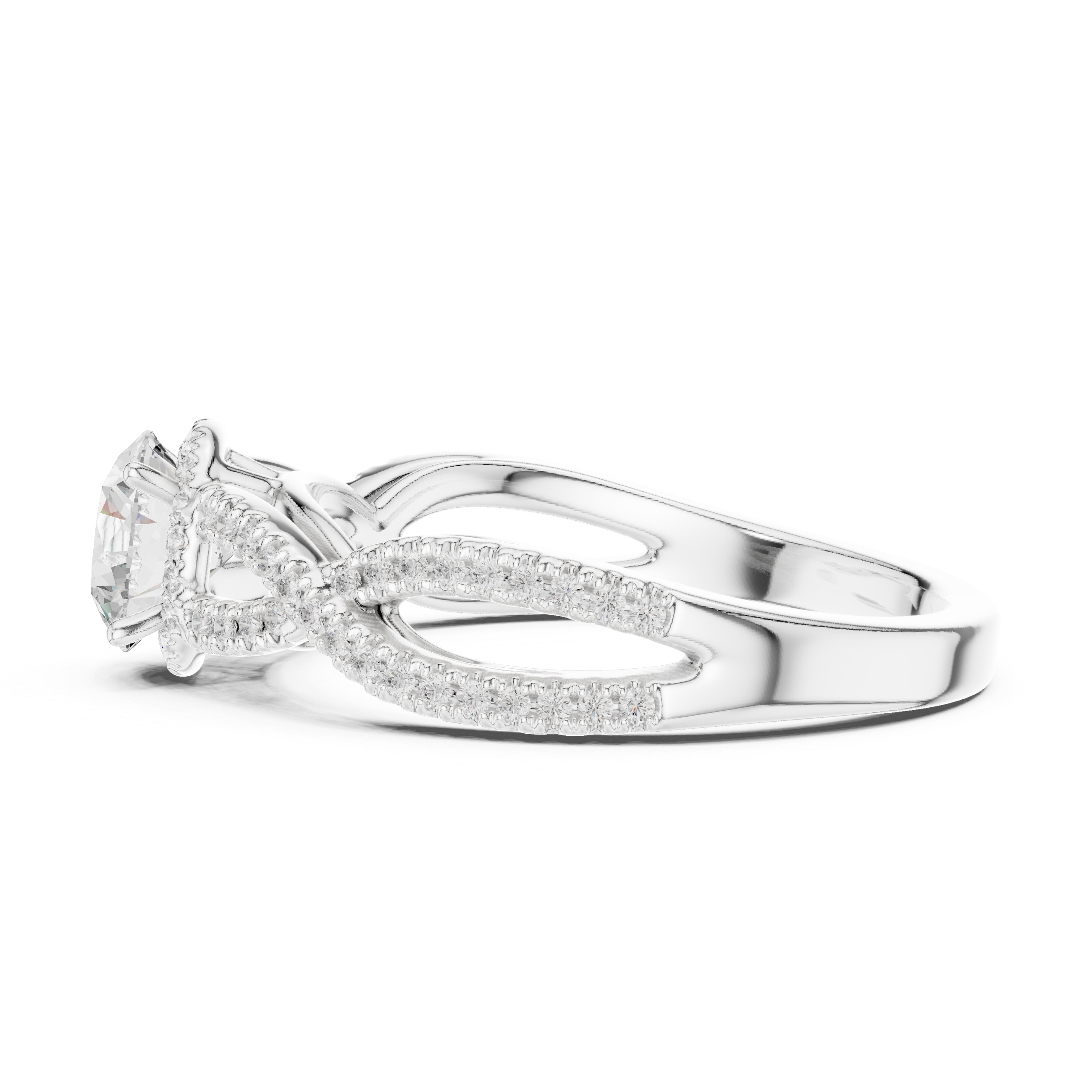 twisted band ring with a large central diamond