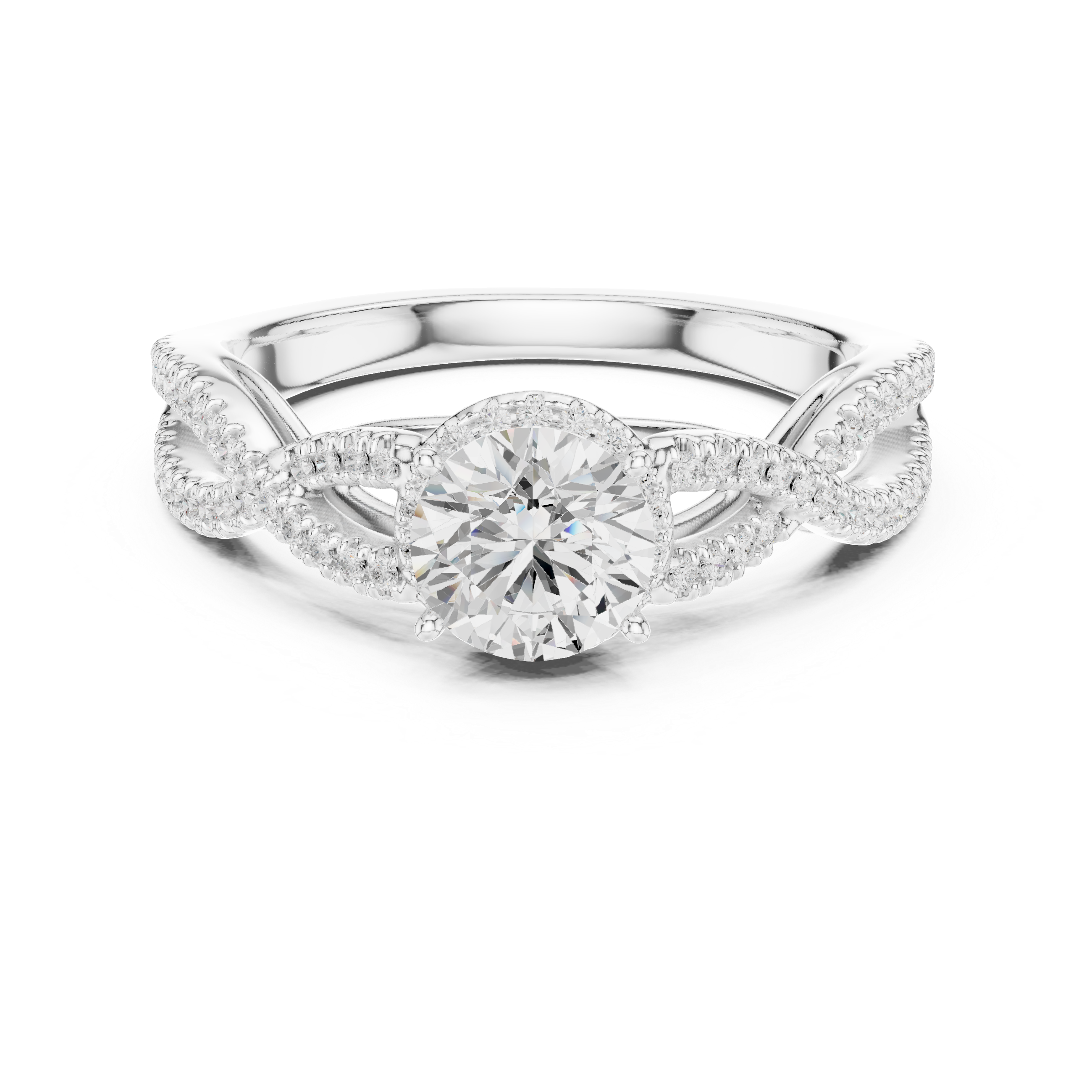 twisted band ring with a large central diamond