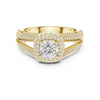 A prominent round brilliant-cut diamond.