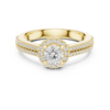 Double Band Engagement Ring with Diamond Halo and Prong-Set