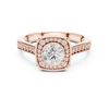 Bezel-Set Diamond Halo Engagement Ring with Channel-Set Band.