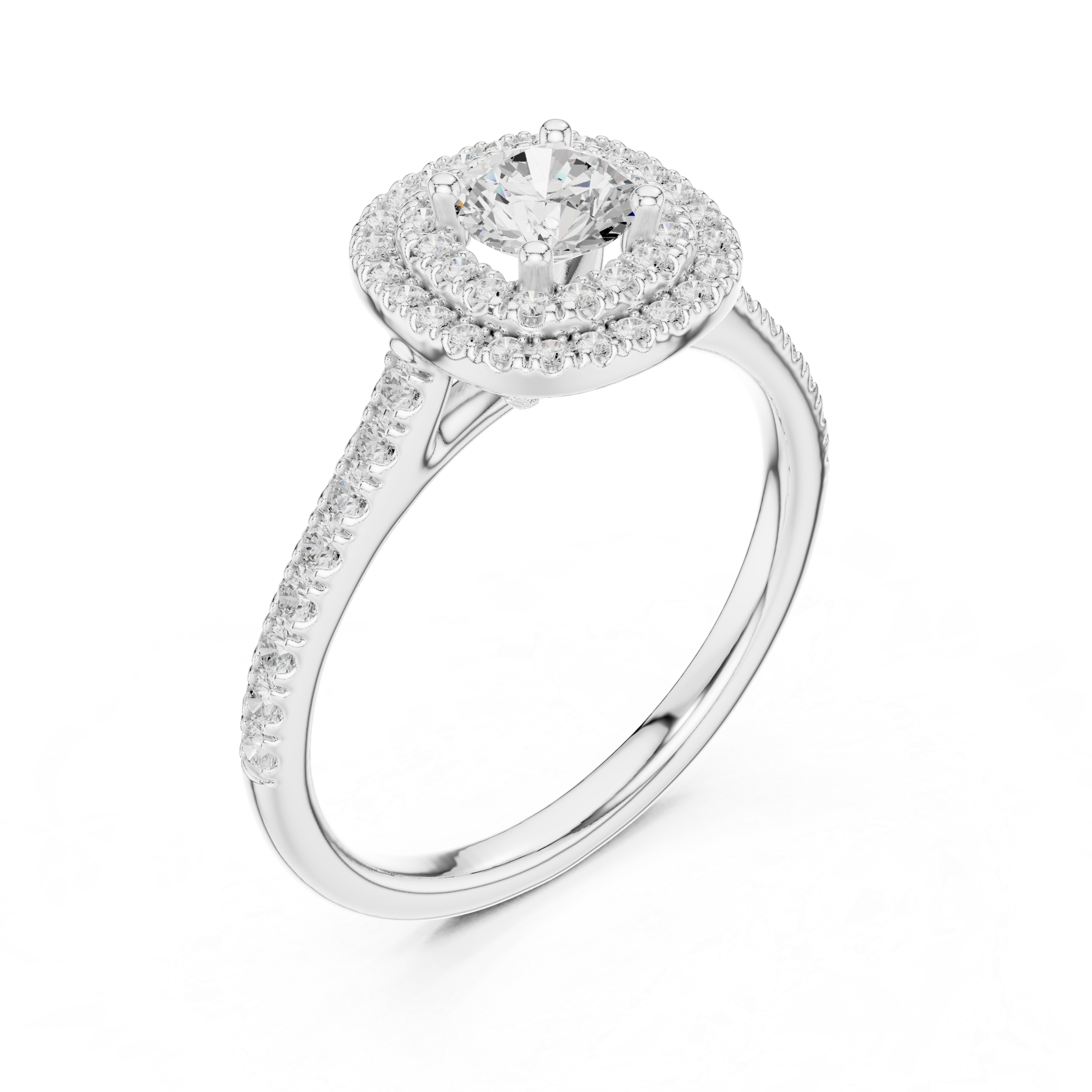 Halo Engagement Ring with Pav? Band and Under Gallery Detail.