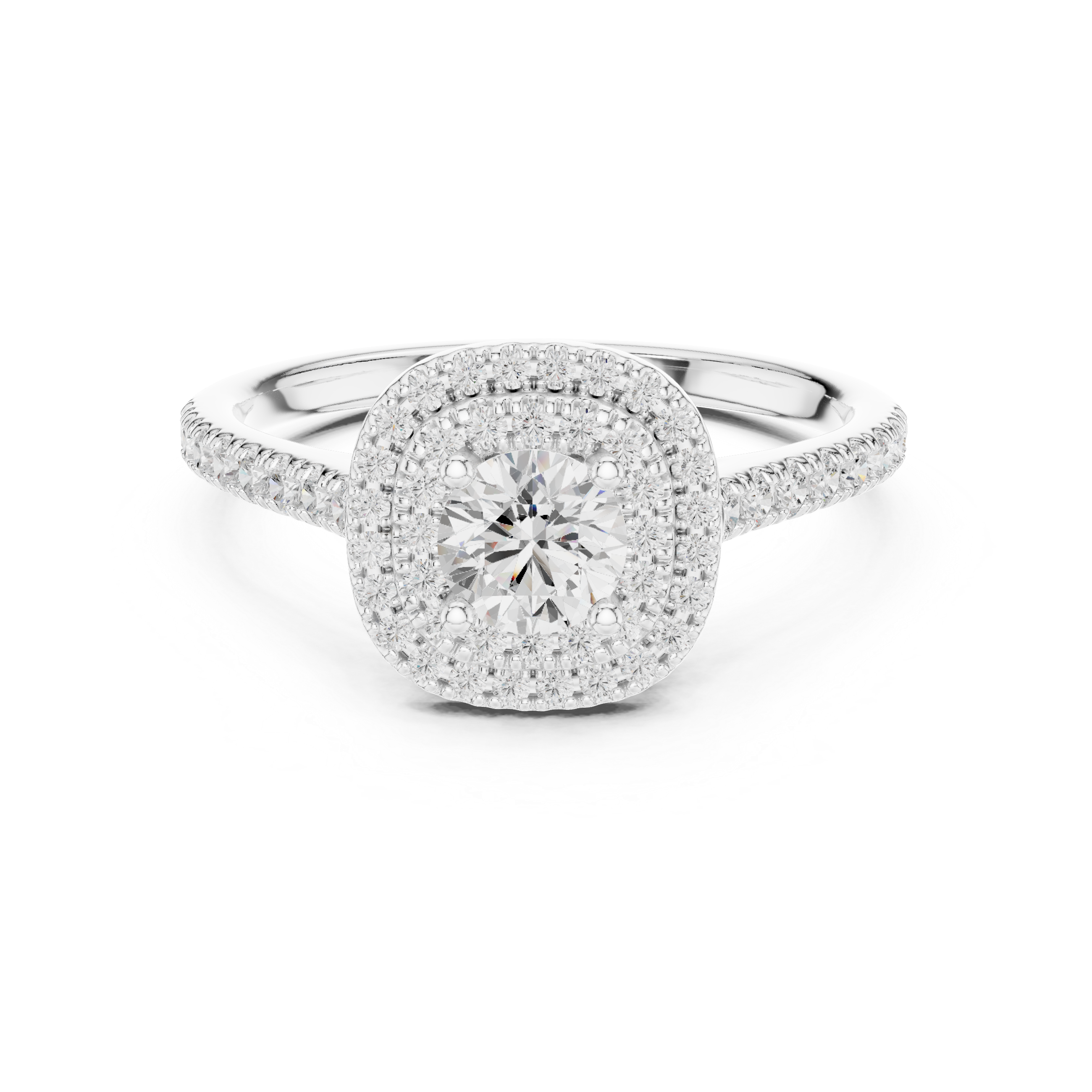 Halo Engagement Ring with Pav? Band and Under Gallery Detail.