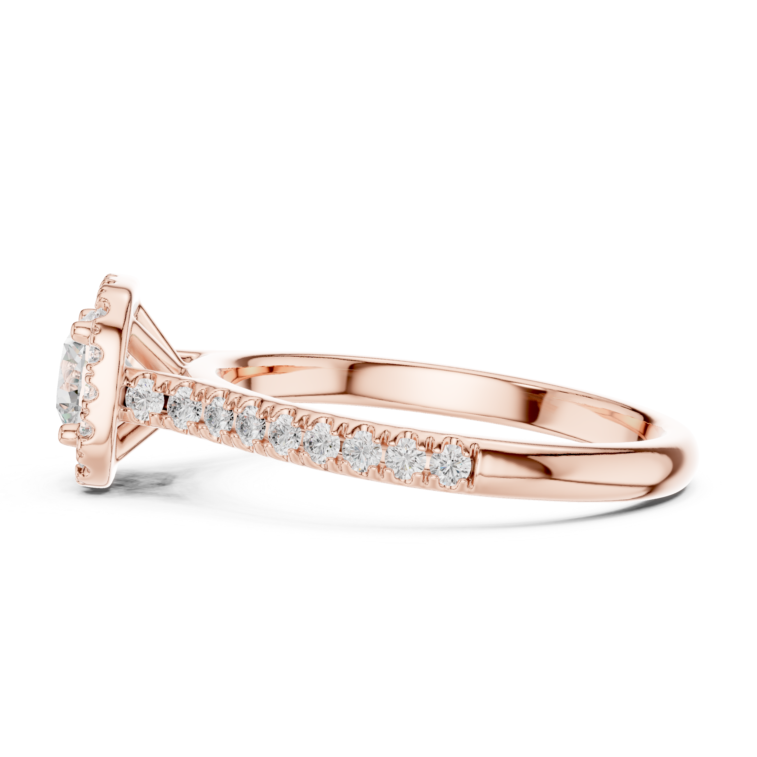 Diamond Halo Engagement Ring with Single Pav? Band.