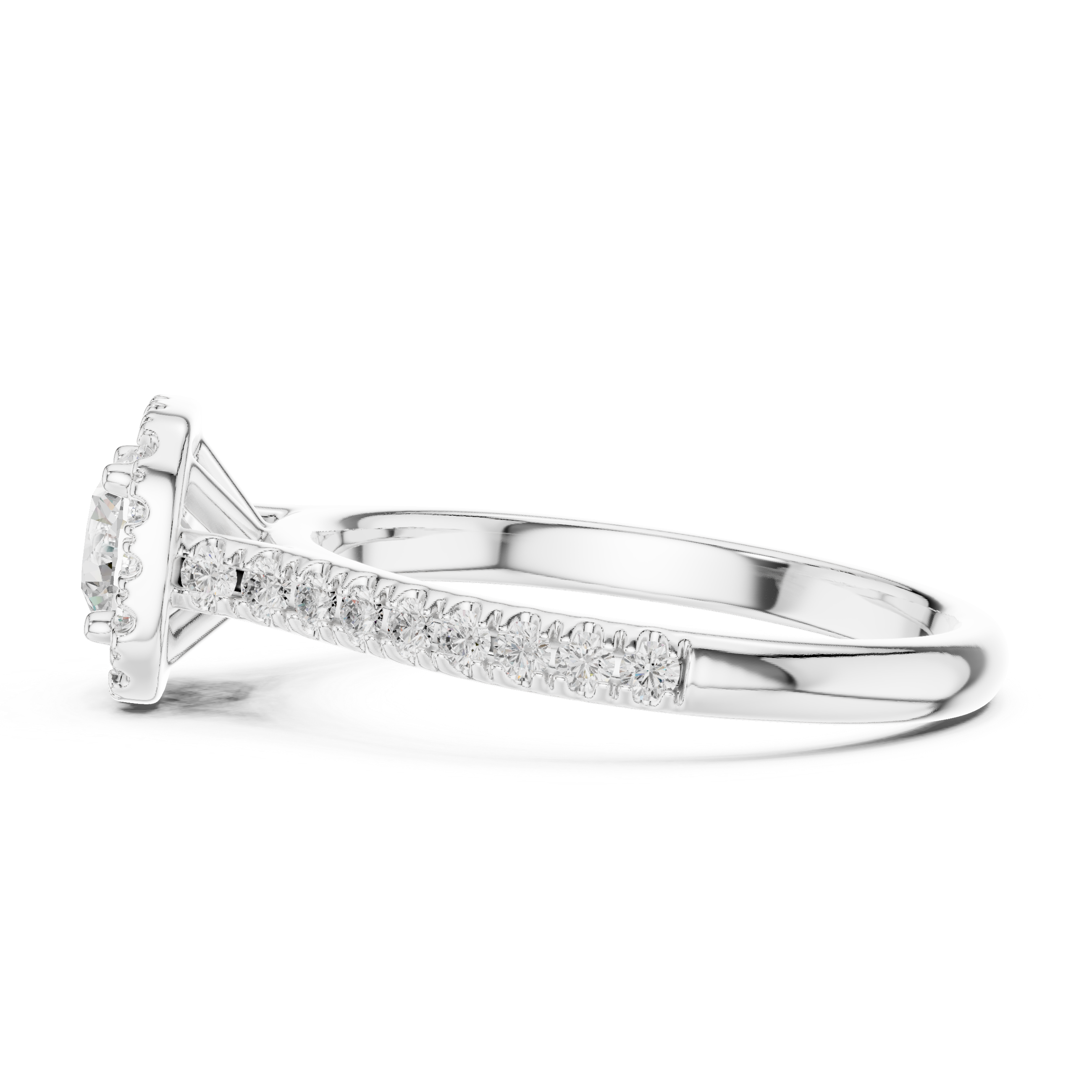 Diamond Halo Engagement Ring with Single Pav? Band.