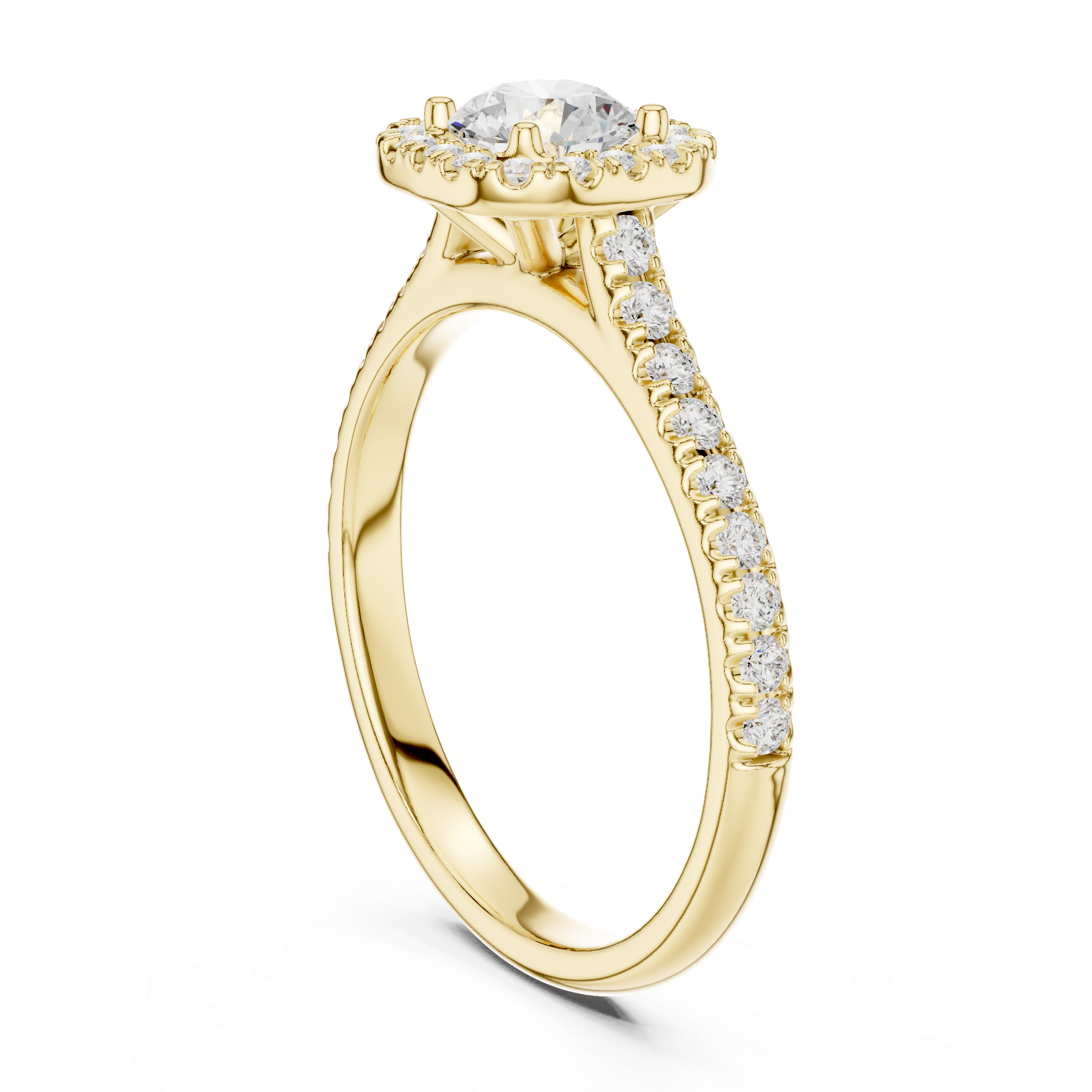 Diamond Halo Engagement Ring with Single Pav? Band.