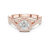Square Halo Engagement Ring with Crisscross Diamond Band