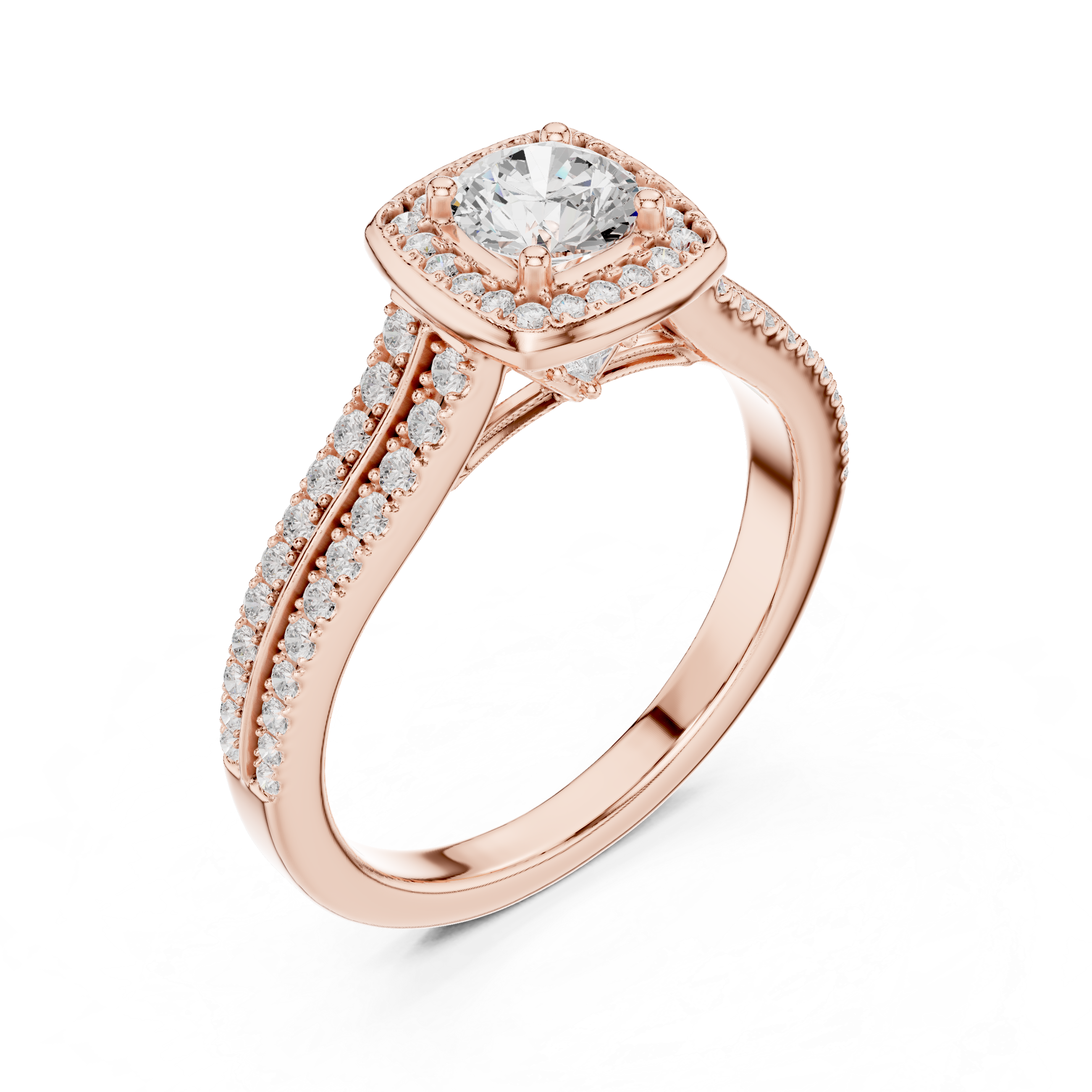 Engagement Ring with Double Pav? Diamond Band.