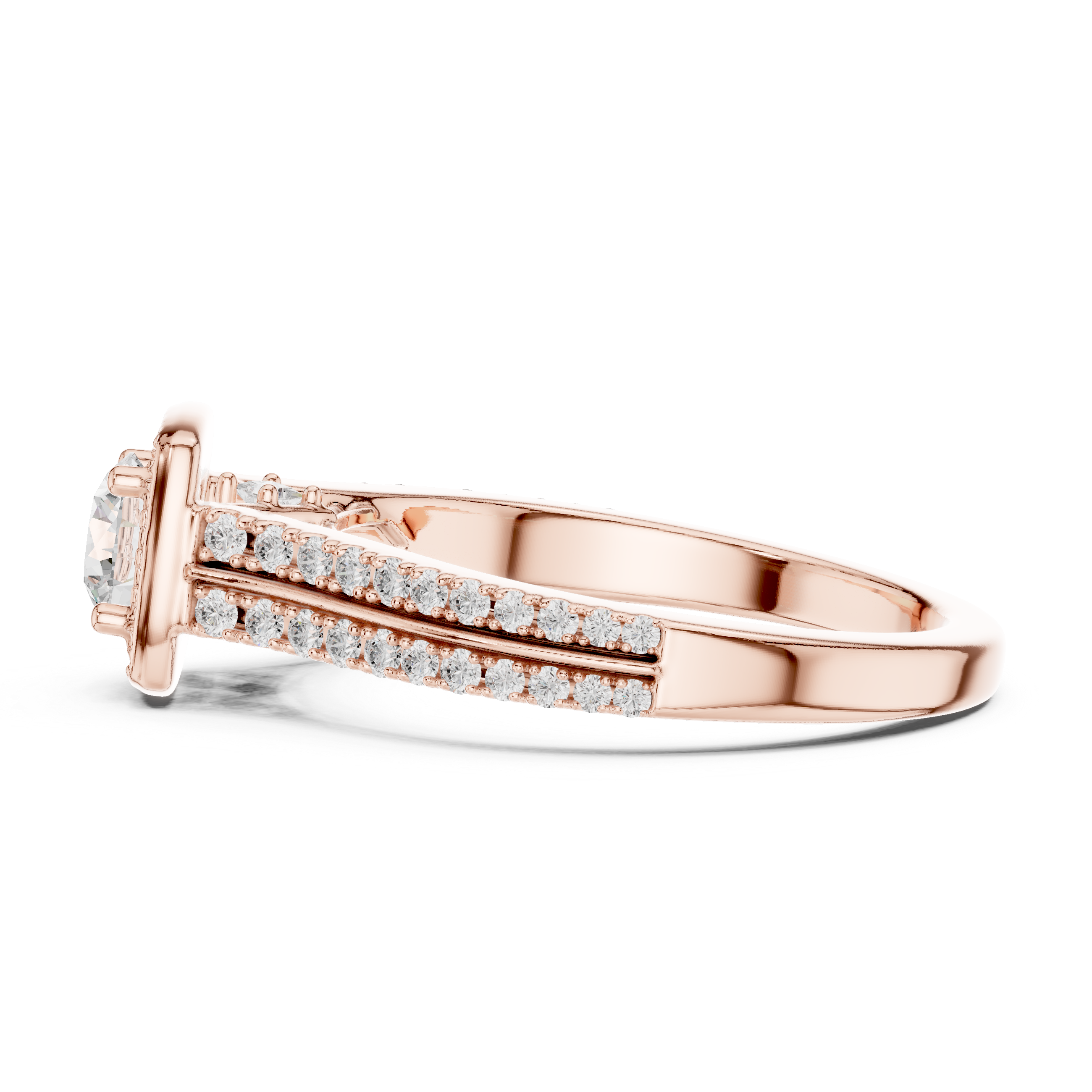 Engagement Ring with Double Pav? Diamond Band.