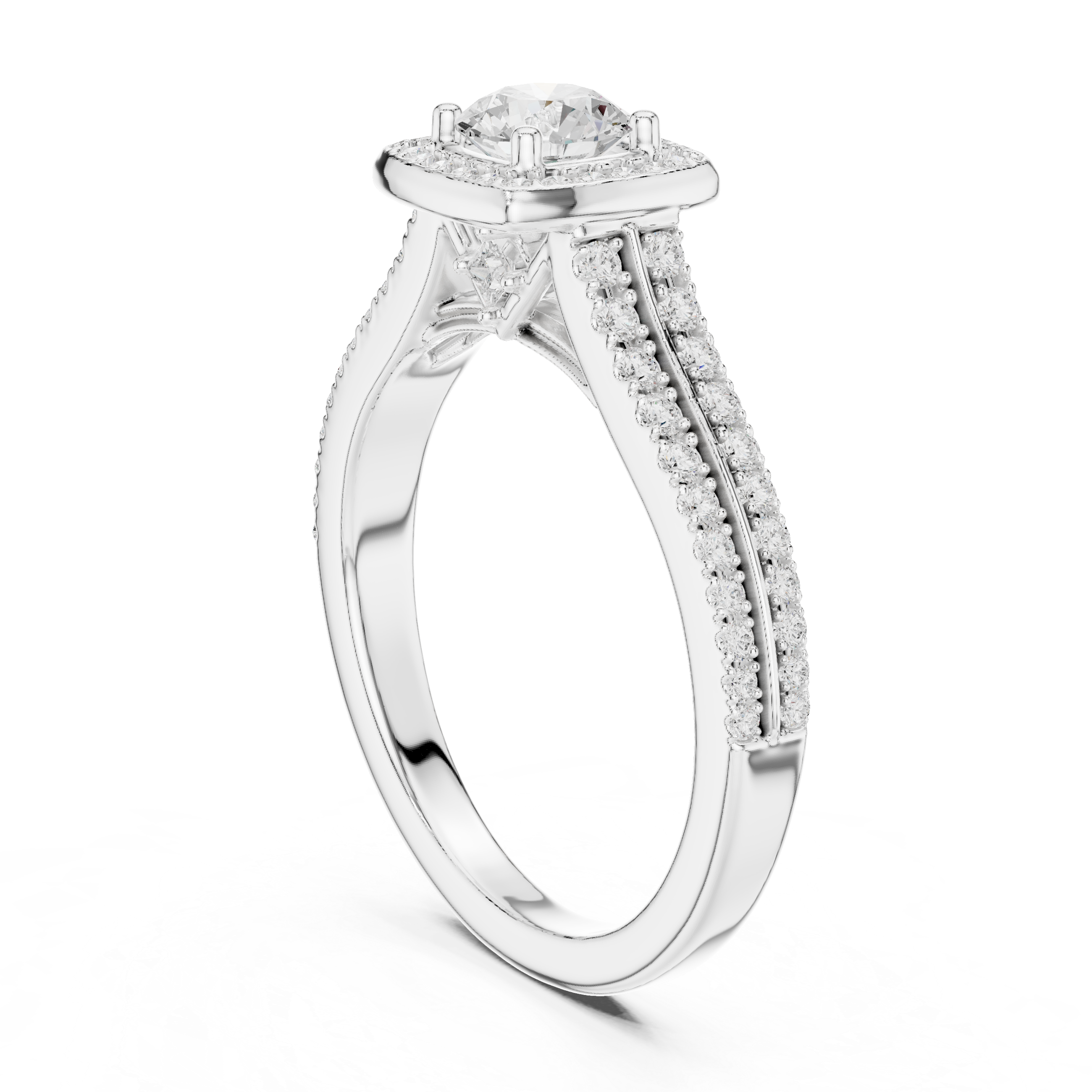 Engagement Ring with Double Pav? Diamond Band.