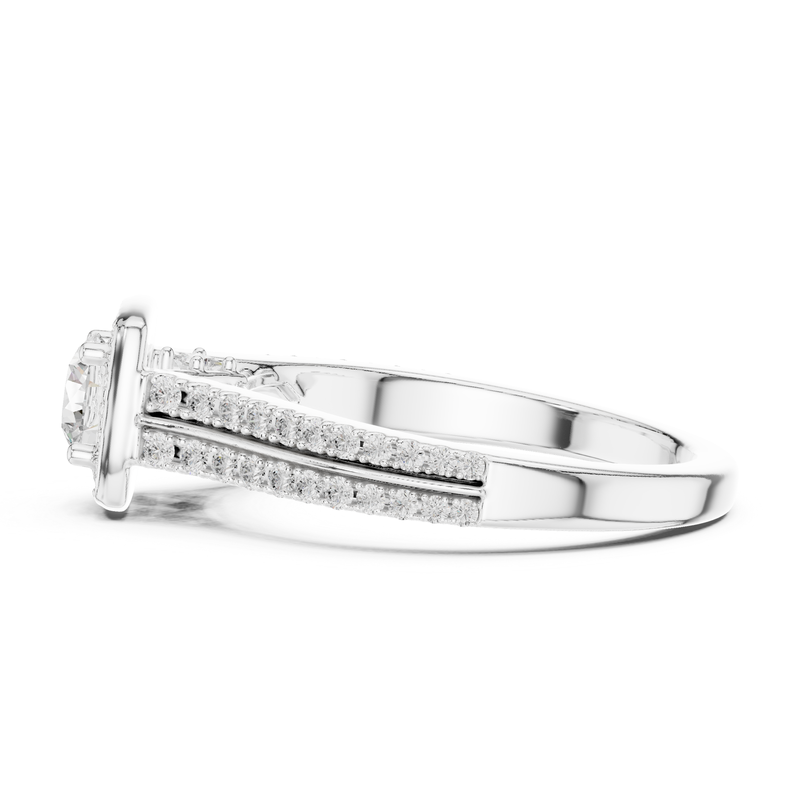 Engagement Ring with Double Pav? Diamond Band.