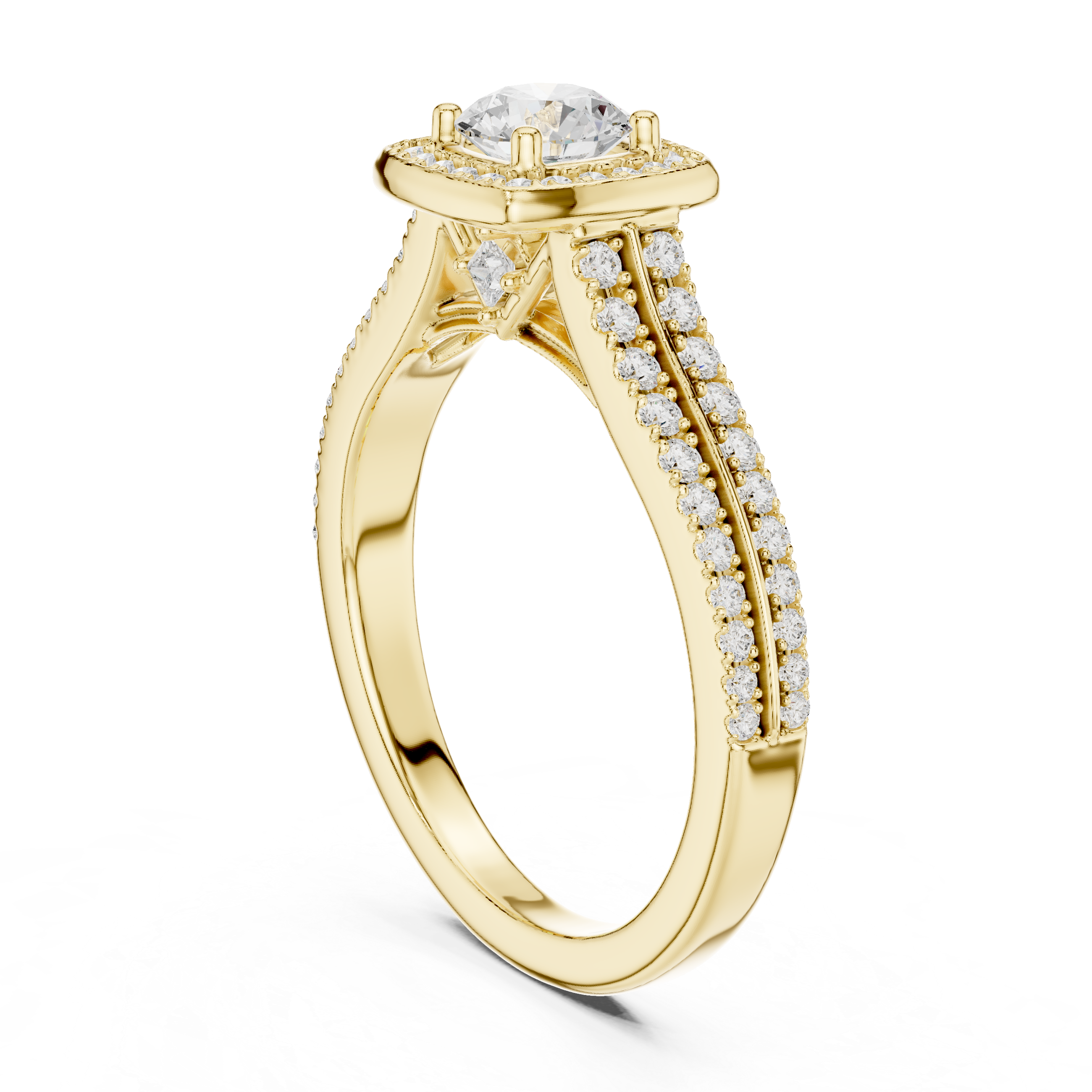 Engagement Ring with Double Pav? Diamond Band.