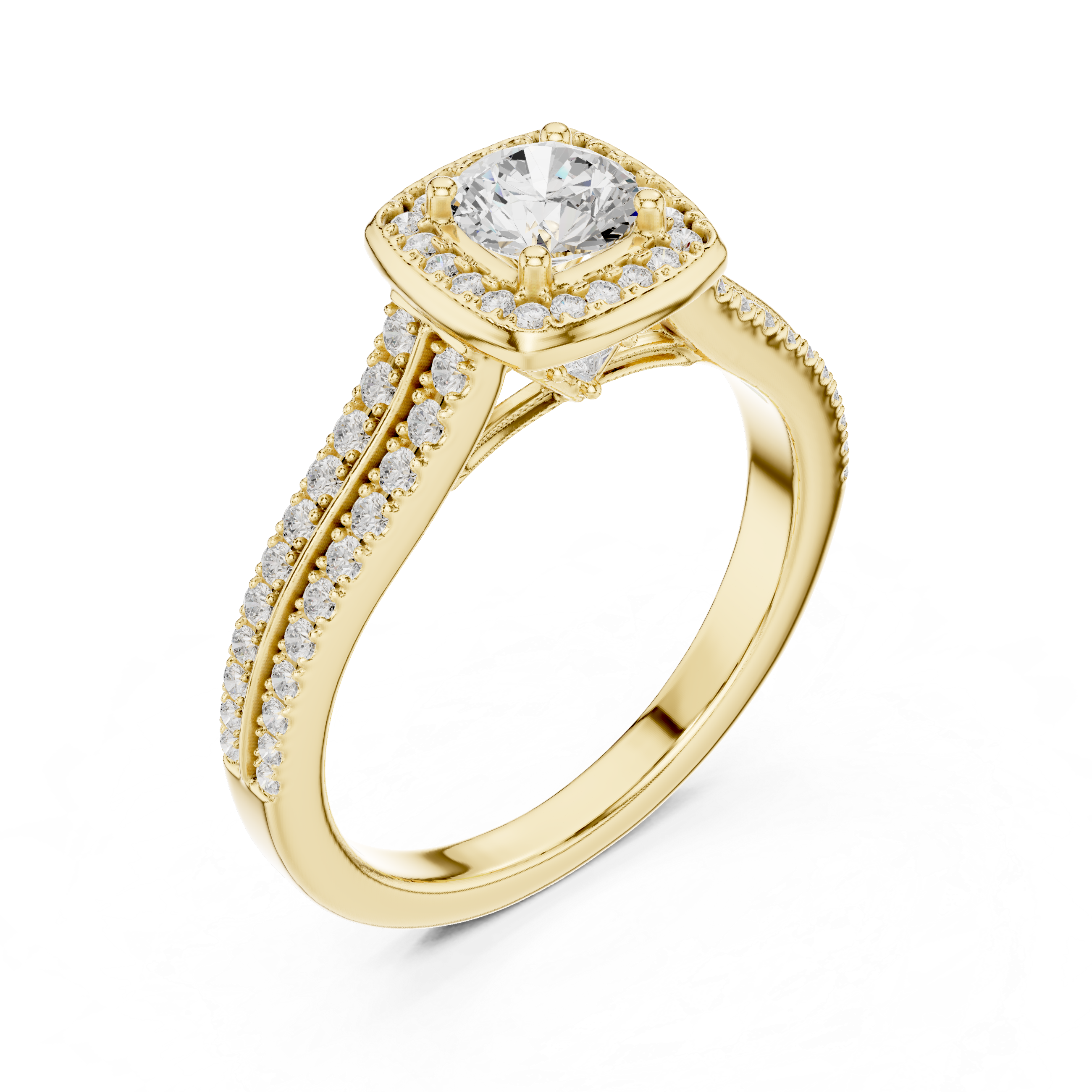 Engagement Ring with Double Pav? Diamond Band.