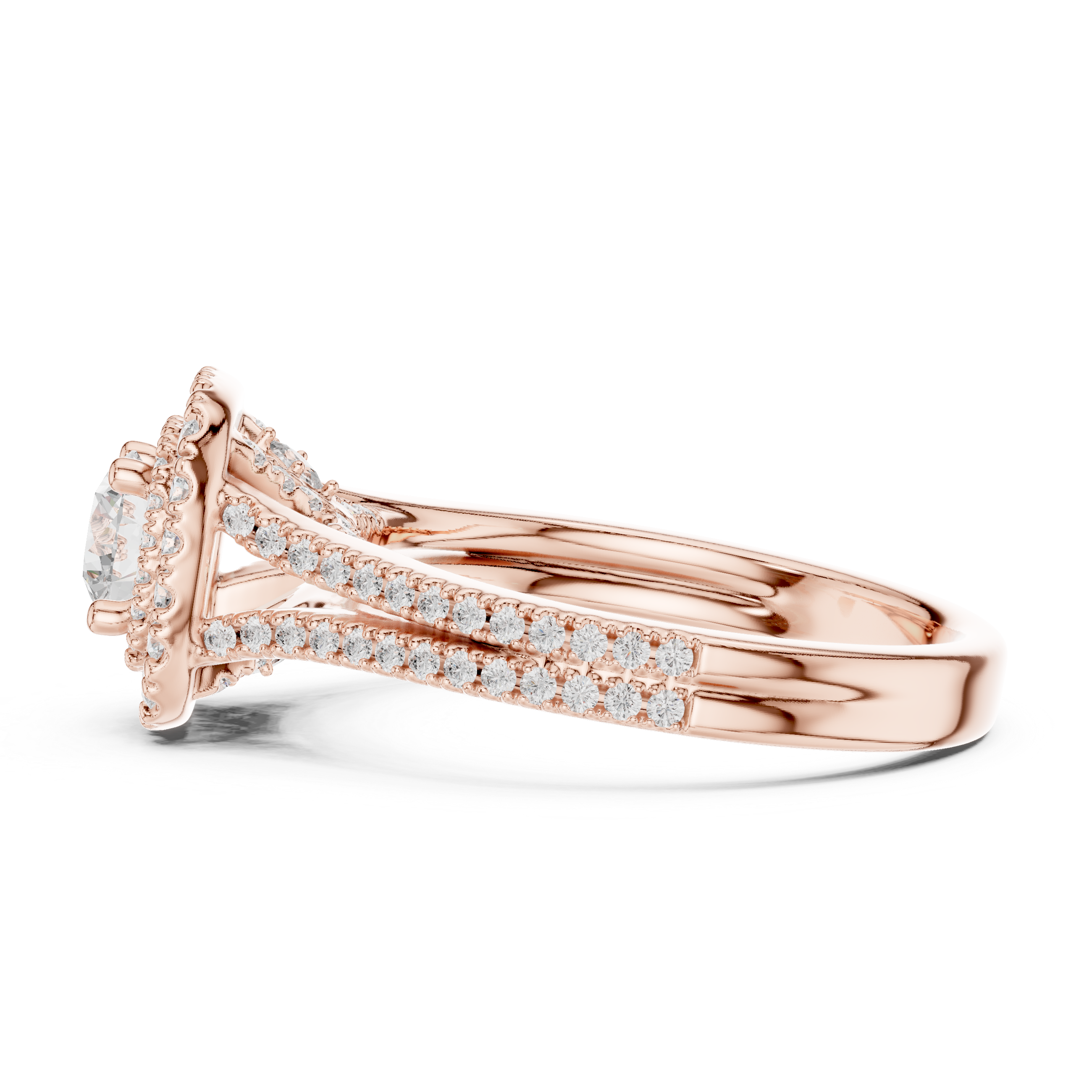 Engagement Ring with Split Double Pav? Diamond Band.