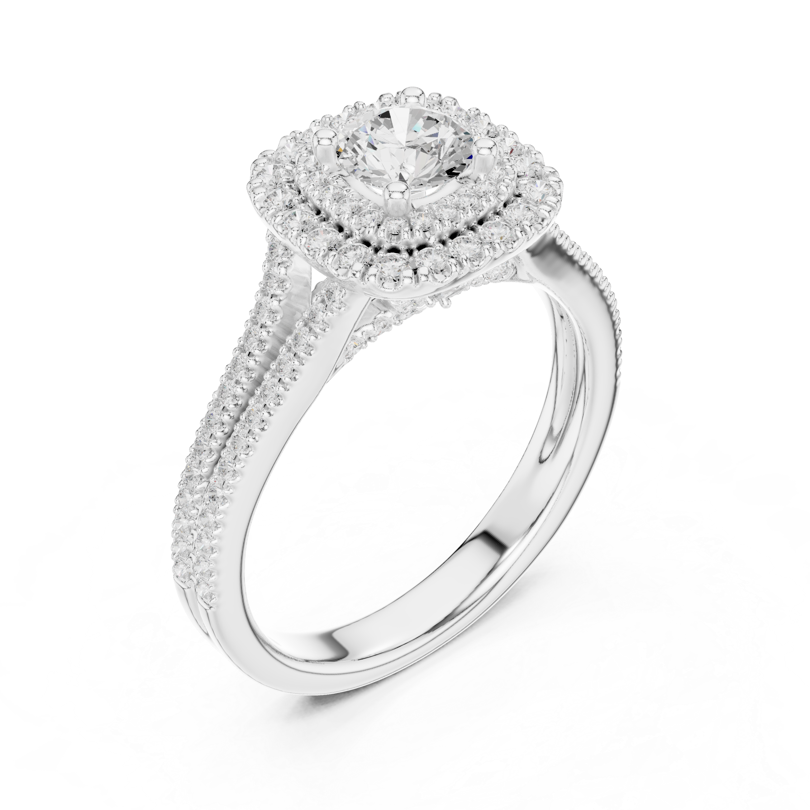 Engagement Ring with Split Double Pav? Diamond Band.