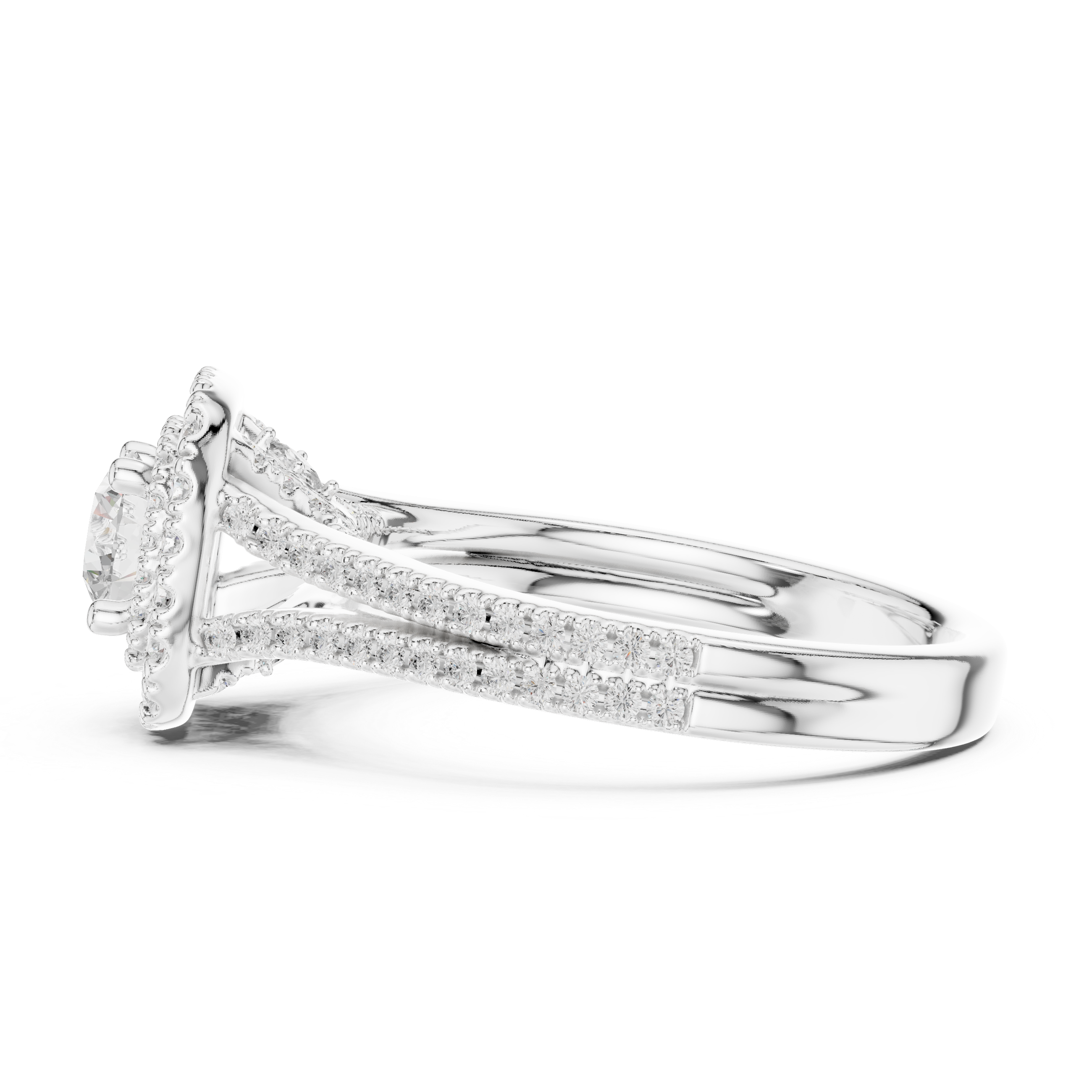 Engagement Ring with Split Double Pav? Diamond Band.