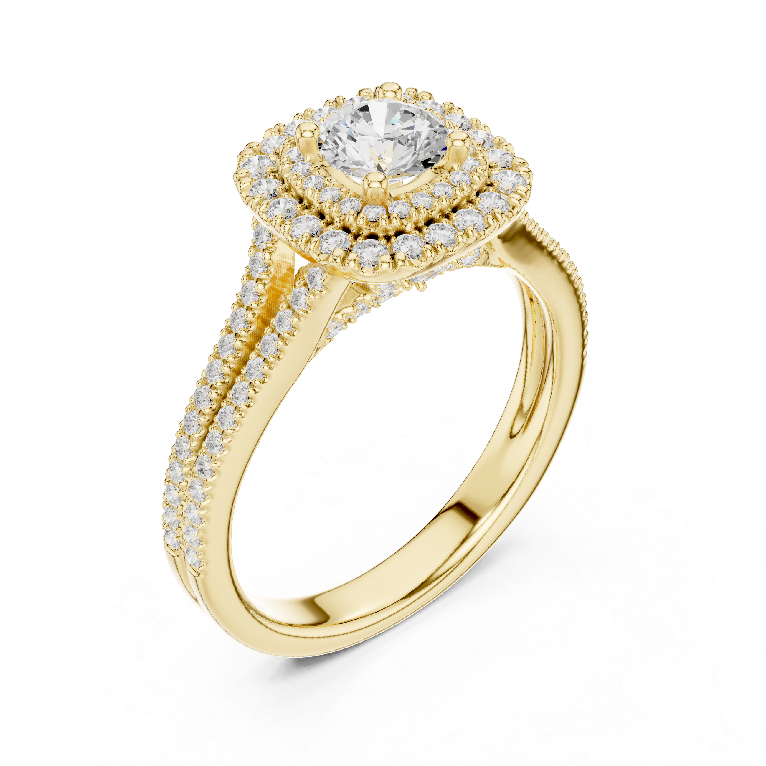 Engagement Ring with Split Double Pav? Diamond Band.