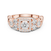 Ring with Trio Side Stones and Intertwined Band.