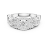 Ring with Trio Side Stones and Intertwined Band.