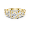 Ring with Trio Side Stones and Intertwined Band.