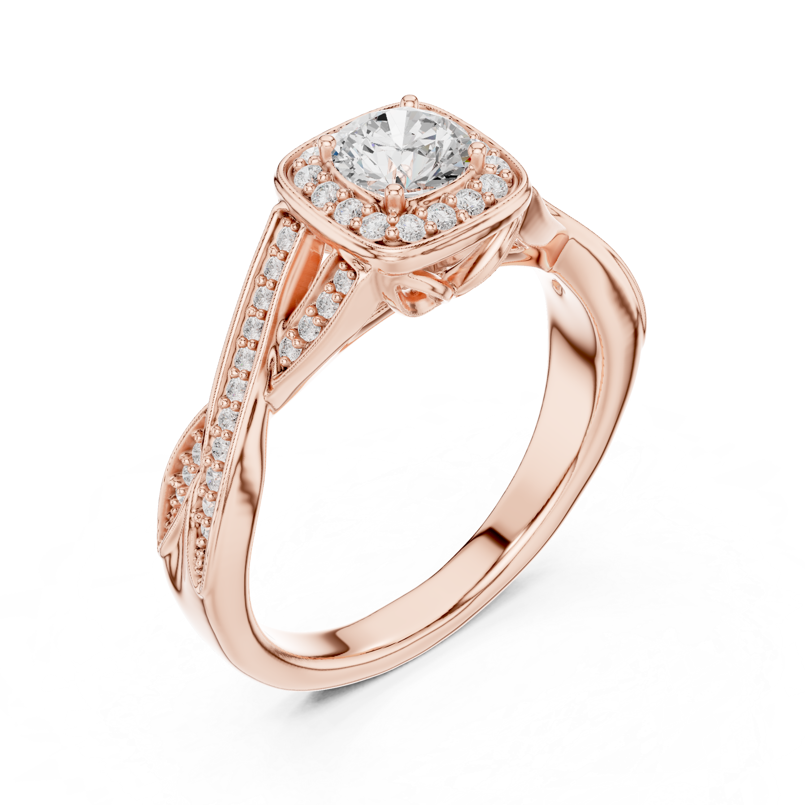 Engagement Ring with Intricate Side Detailing
