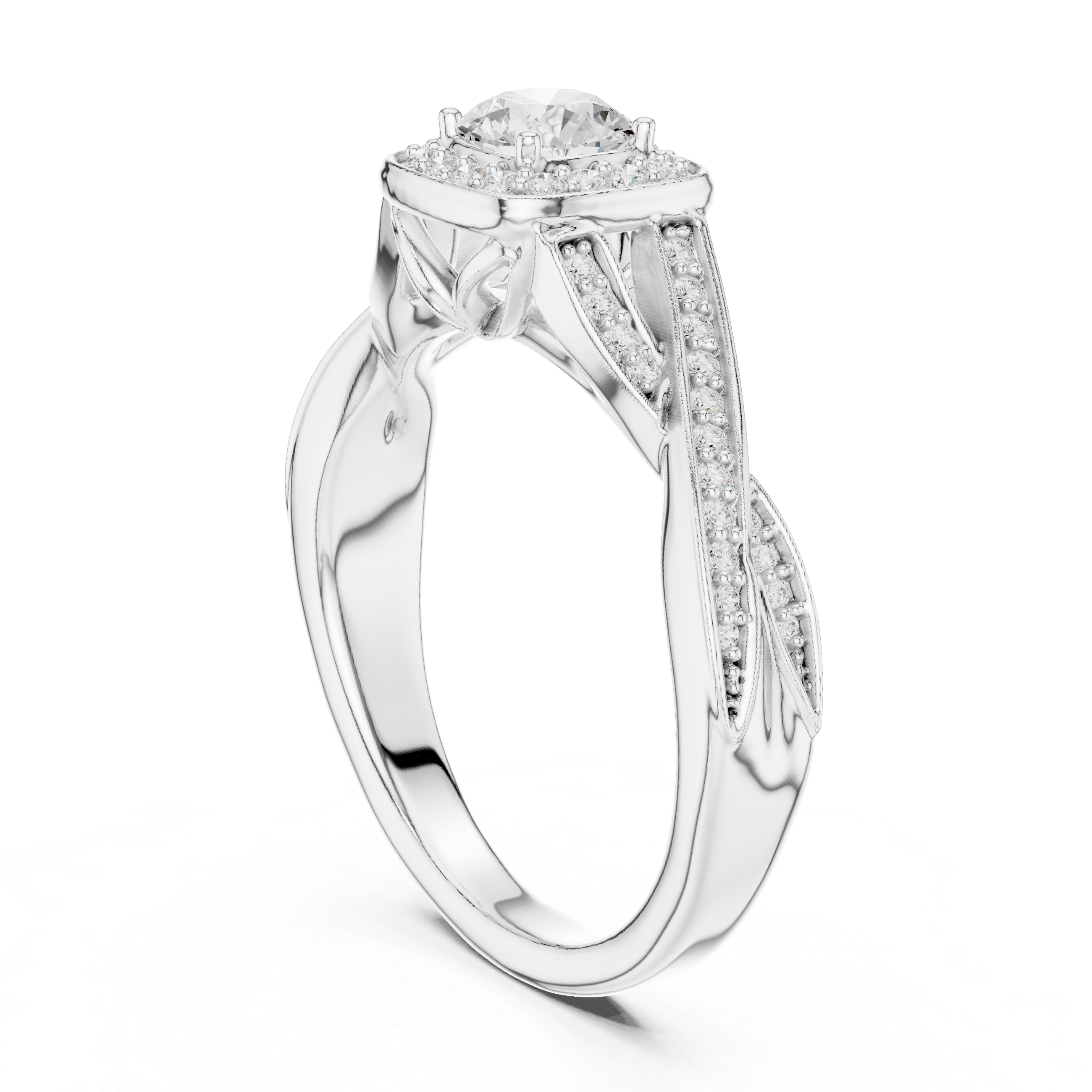 Engagement Ring with Intricate Side Detailing