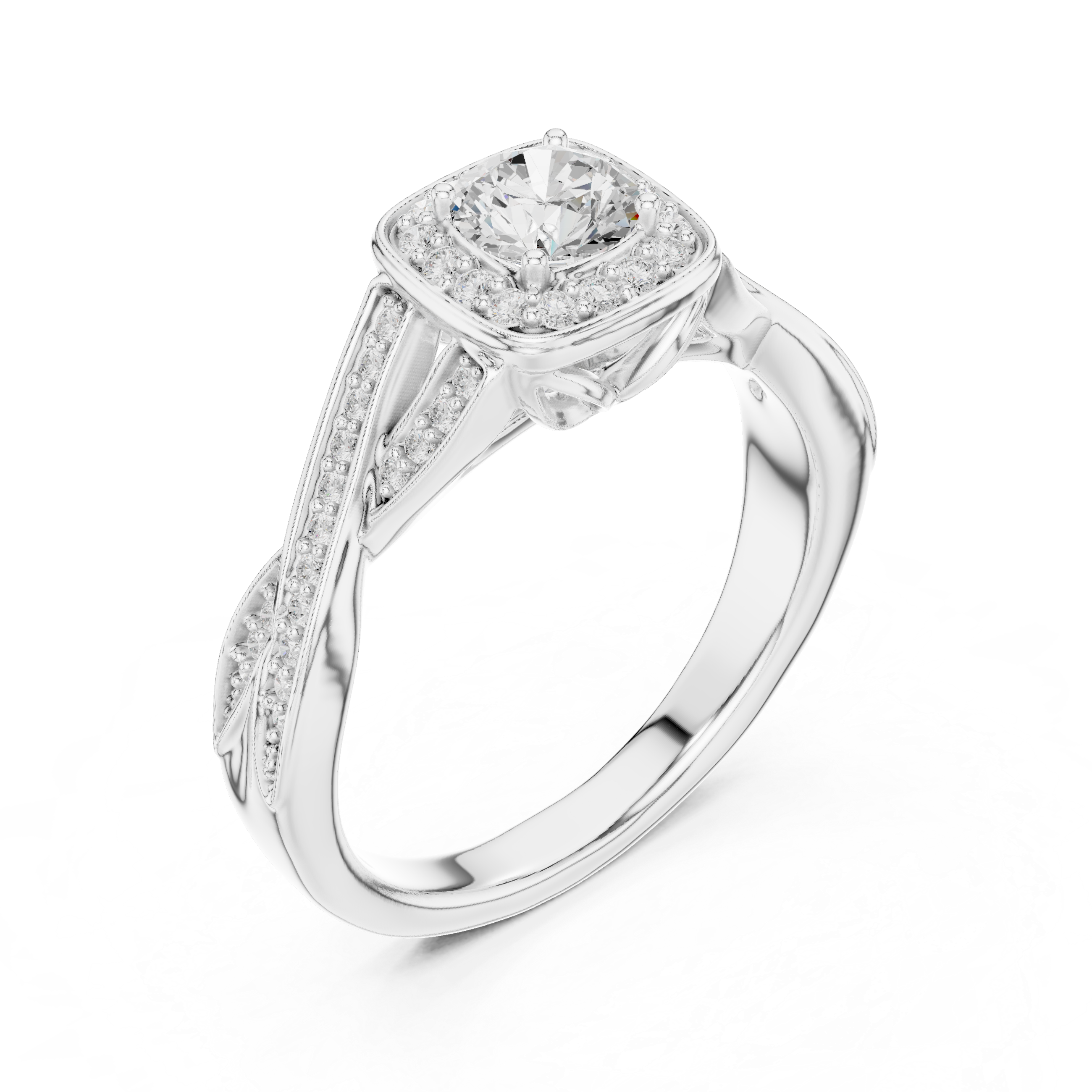 Engagement Ring with Intricate Side Detailing
