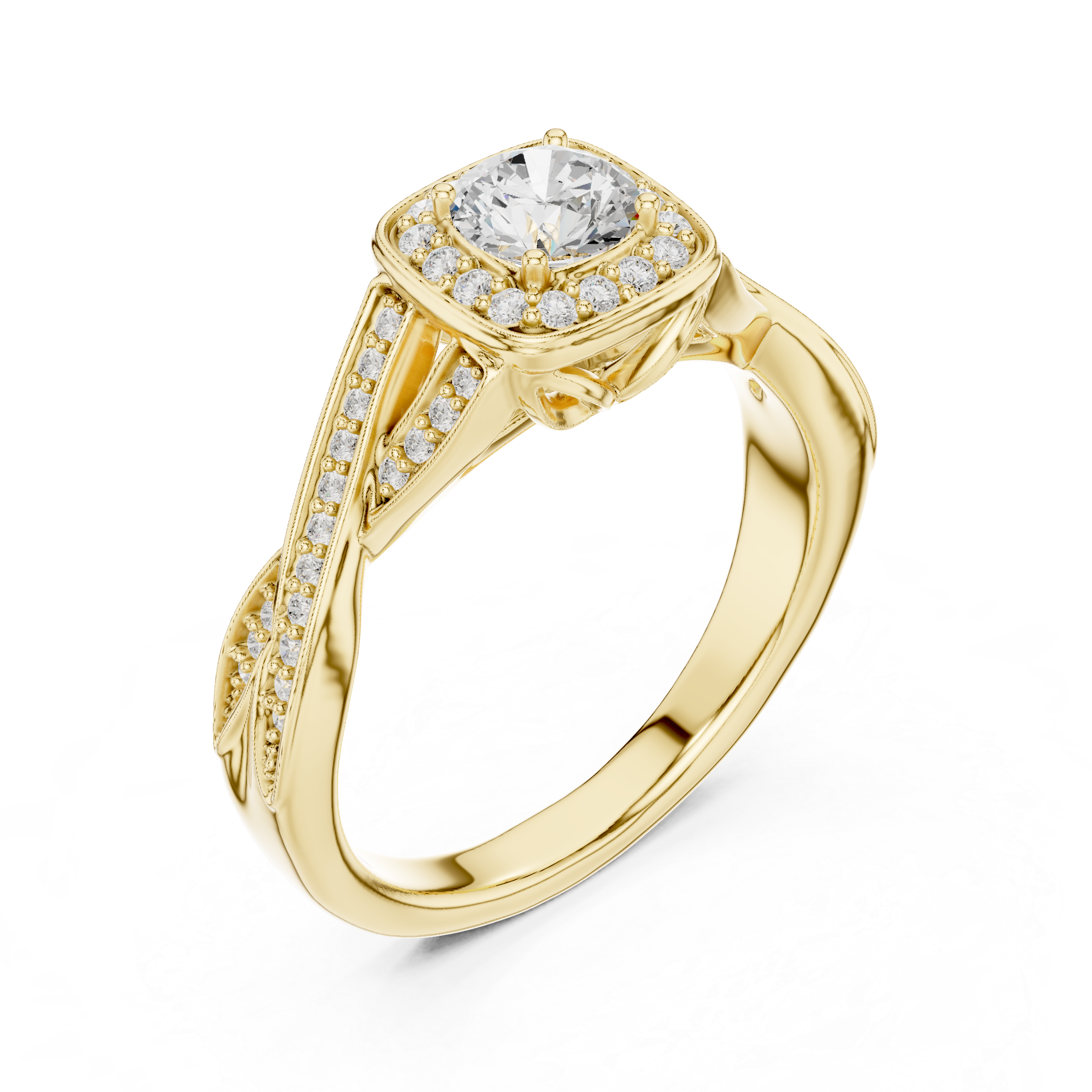Engagement Ring with Intricate Side Detailing