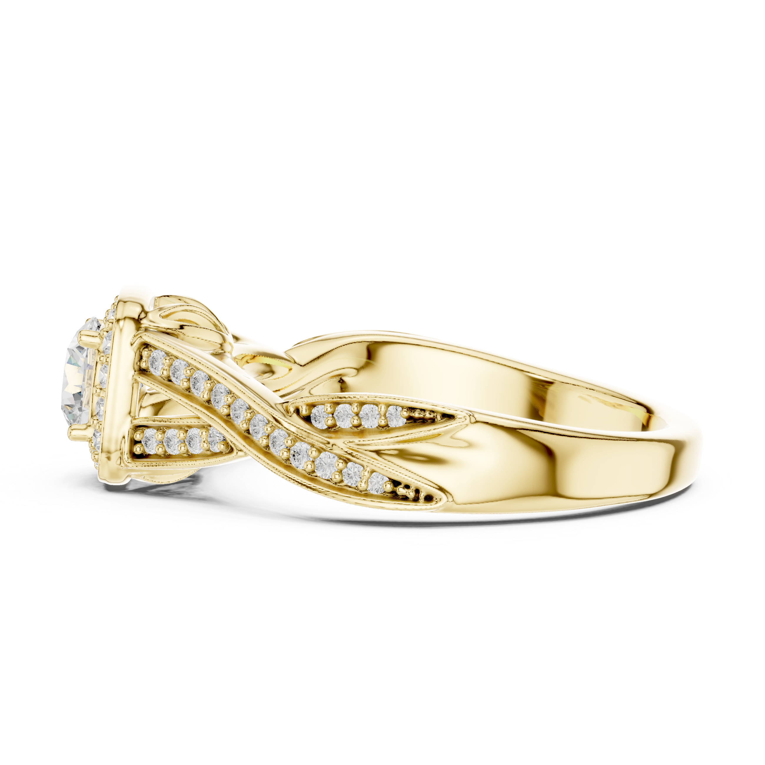 Engagement Ring with Intricate Side Detailing