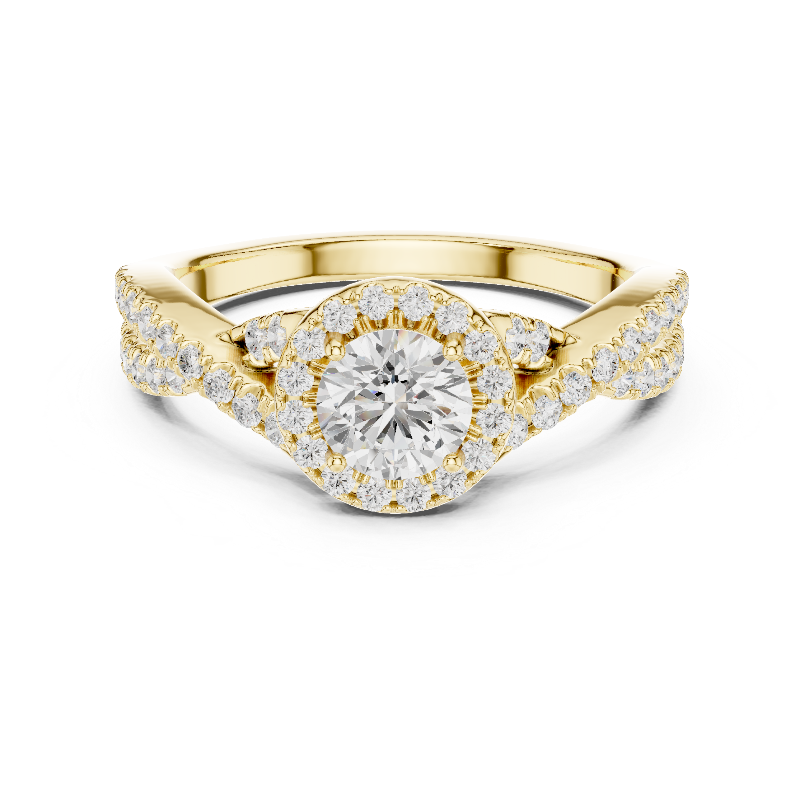 Elegant Twisted Diamond Halo Engagement Ring