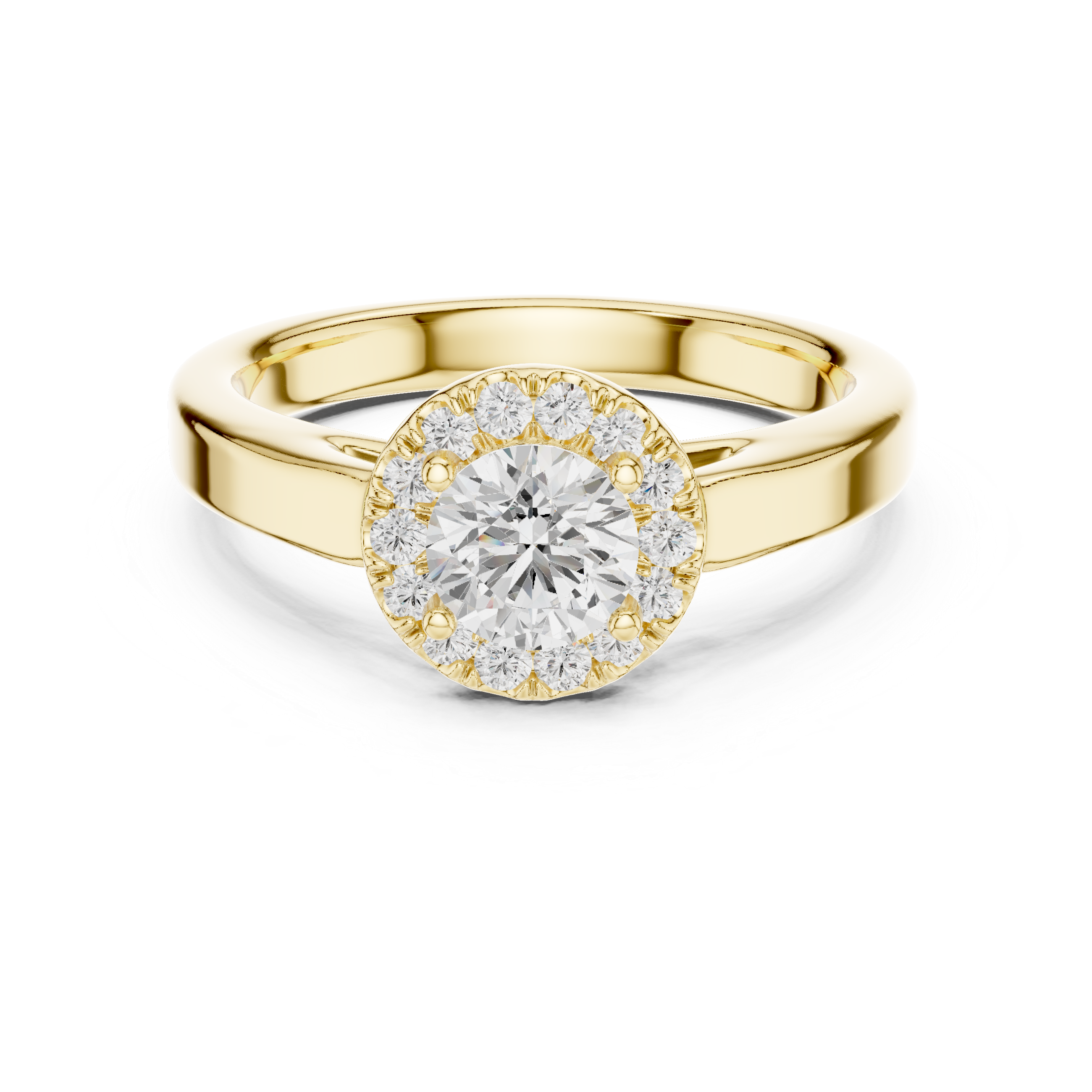 Classic Solitaire Diamond Halo Engagement Ring