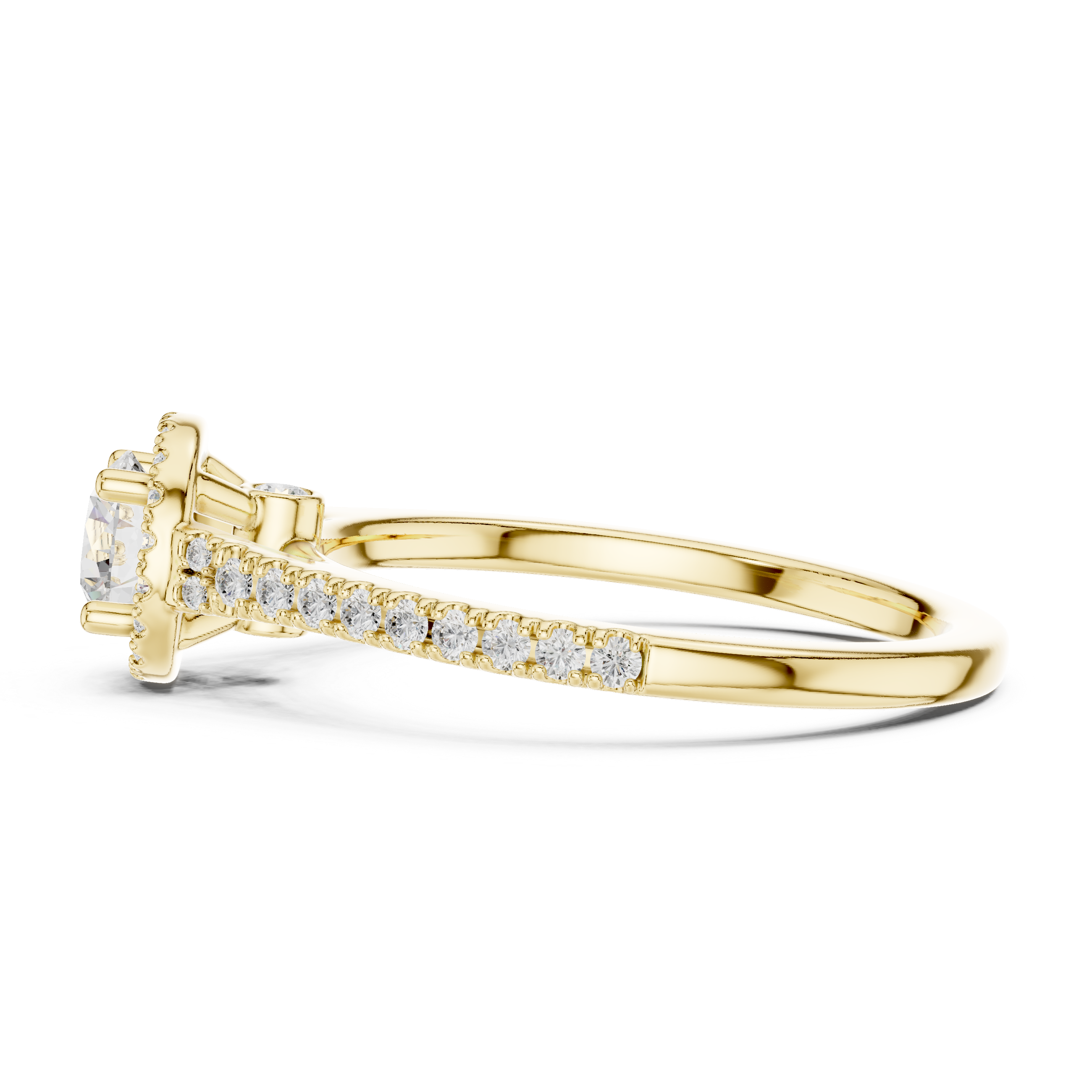Delicate Diamond Halo Engagement Ring with Side Accents