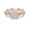 Double Row Diamond Split Shank Halo Engagement Ring