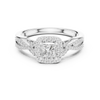 Double Row Diamond Split Shank Halo Engagement Ring