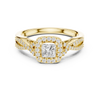 Double Row Diamond Split Shank Halo Engagement Ring