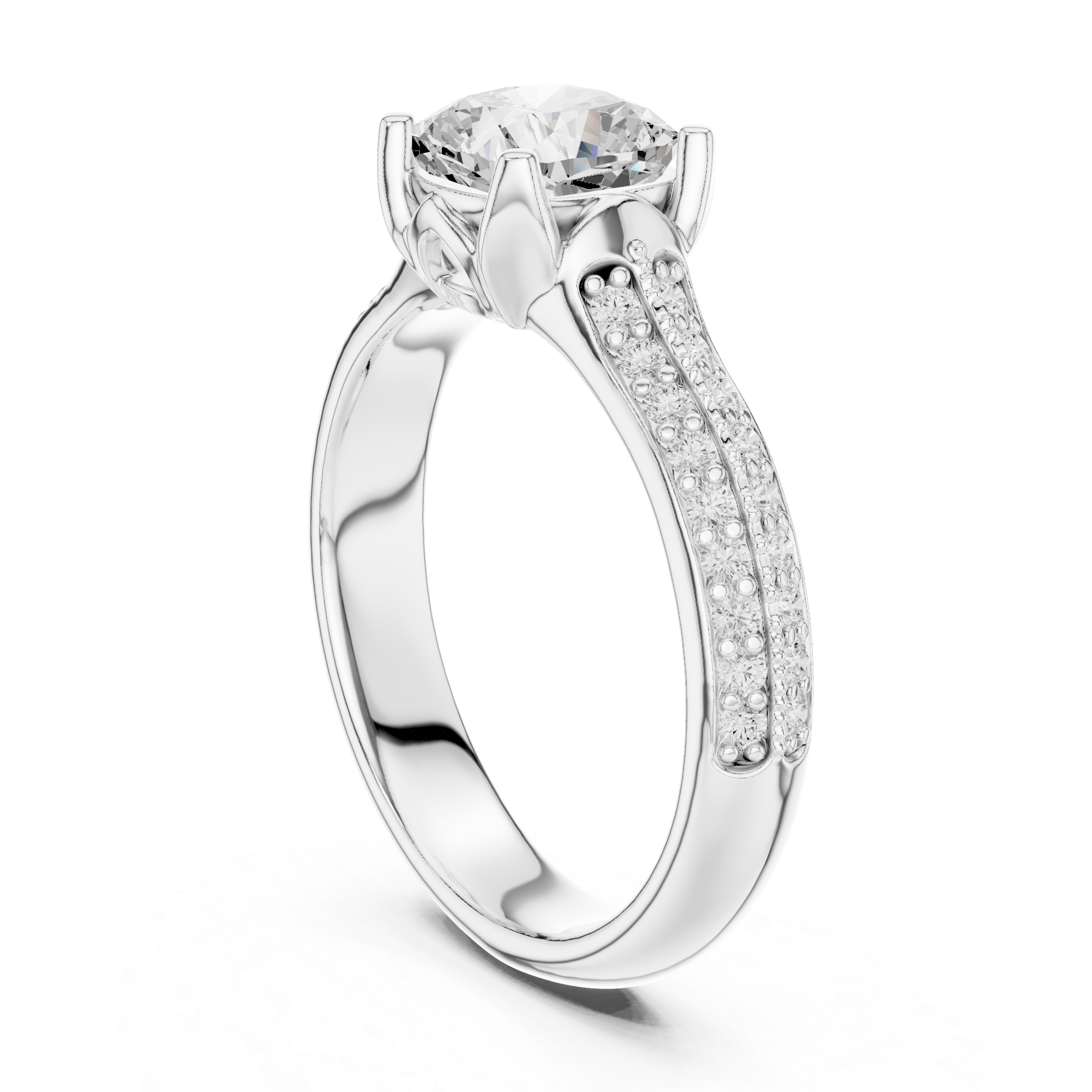 Elegant Split Shank Diamond Engagement Ring