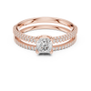Double Band Diamond Halo Engagement Ring