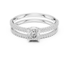 Double Band Diamond Halo Engagement Ring