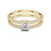 Double Band Diamond Halo Engagement Ring