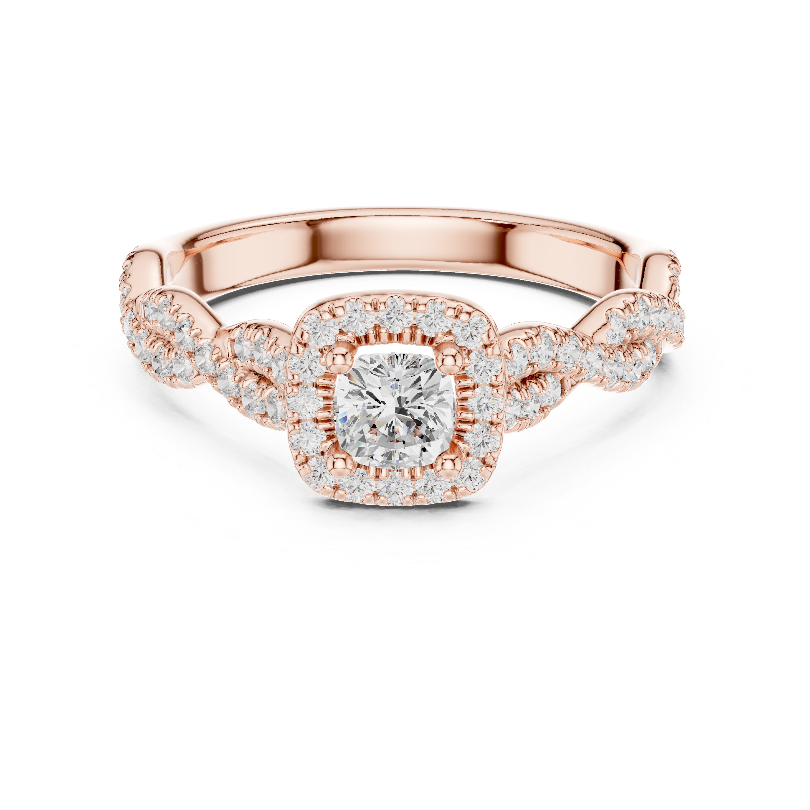 Twisted Diamond Halo Engagement Ring